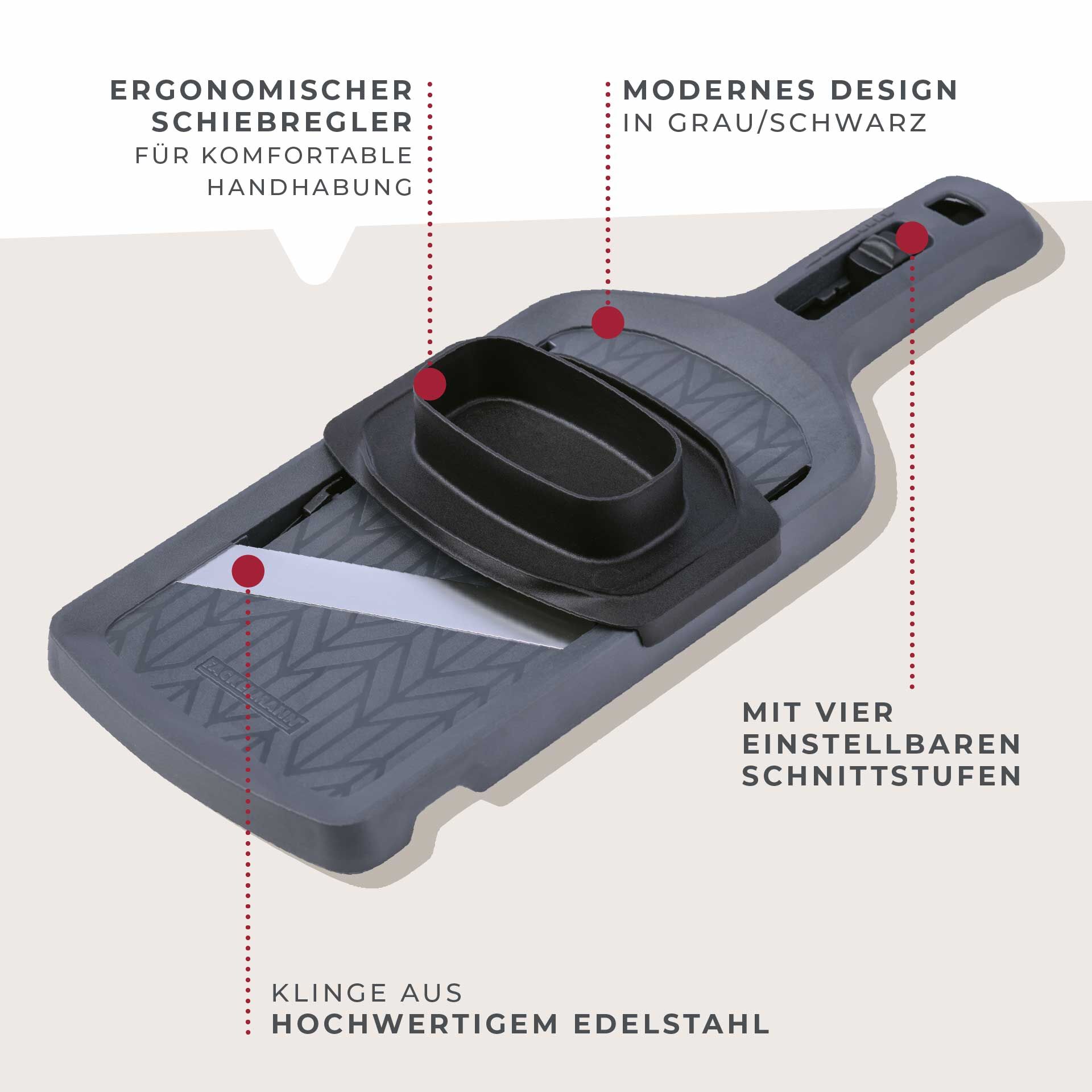 Gemüsehobel mit abnehmbaren Aufsatz Statement, grau