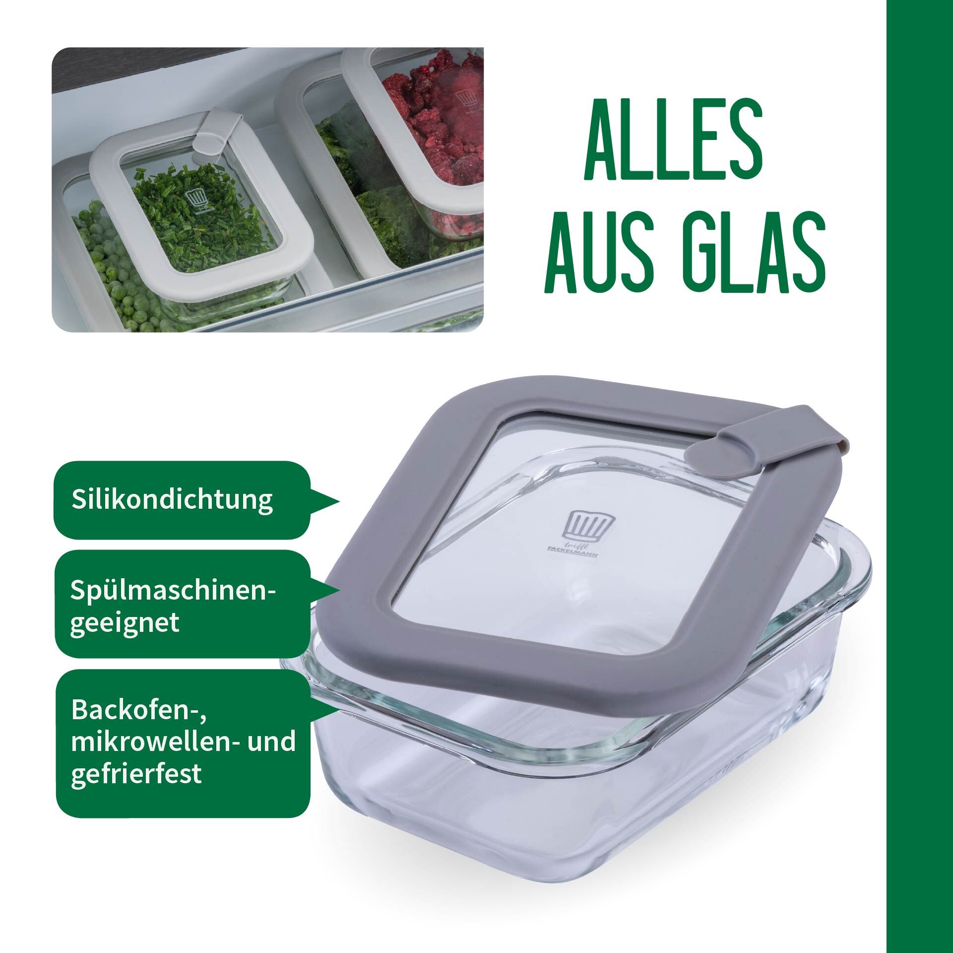 Vorratsdose Glas, eckig, 370ml