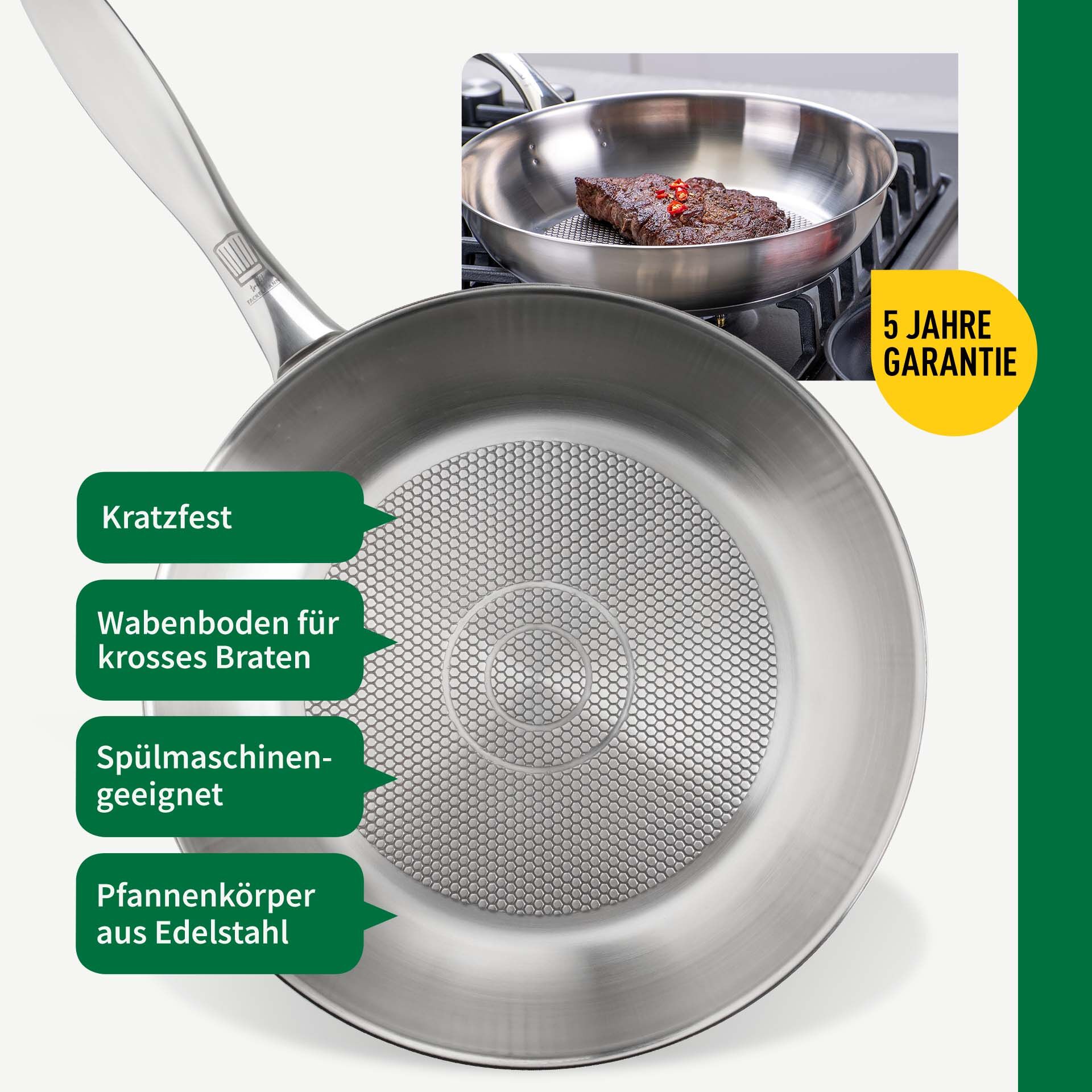 Bratpfanne München, Ø24cm, Edelstahl