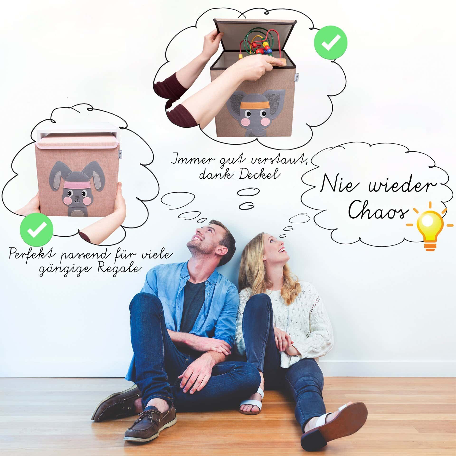 Aufbewahrungsbox mit Deckel, Stier, braun, 33x33x33cm