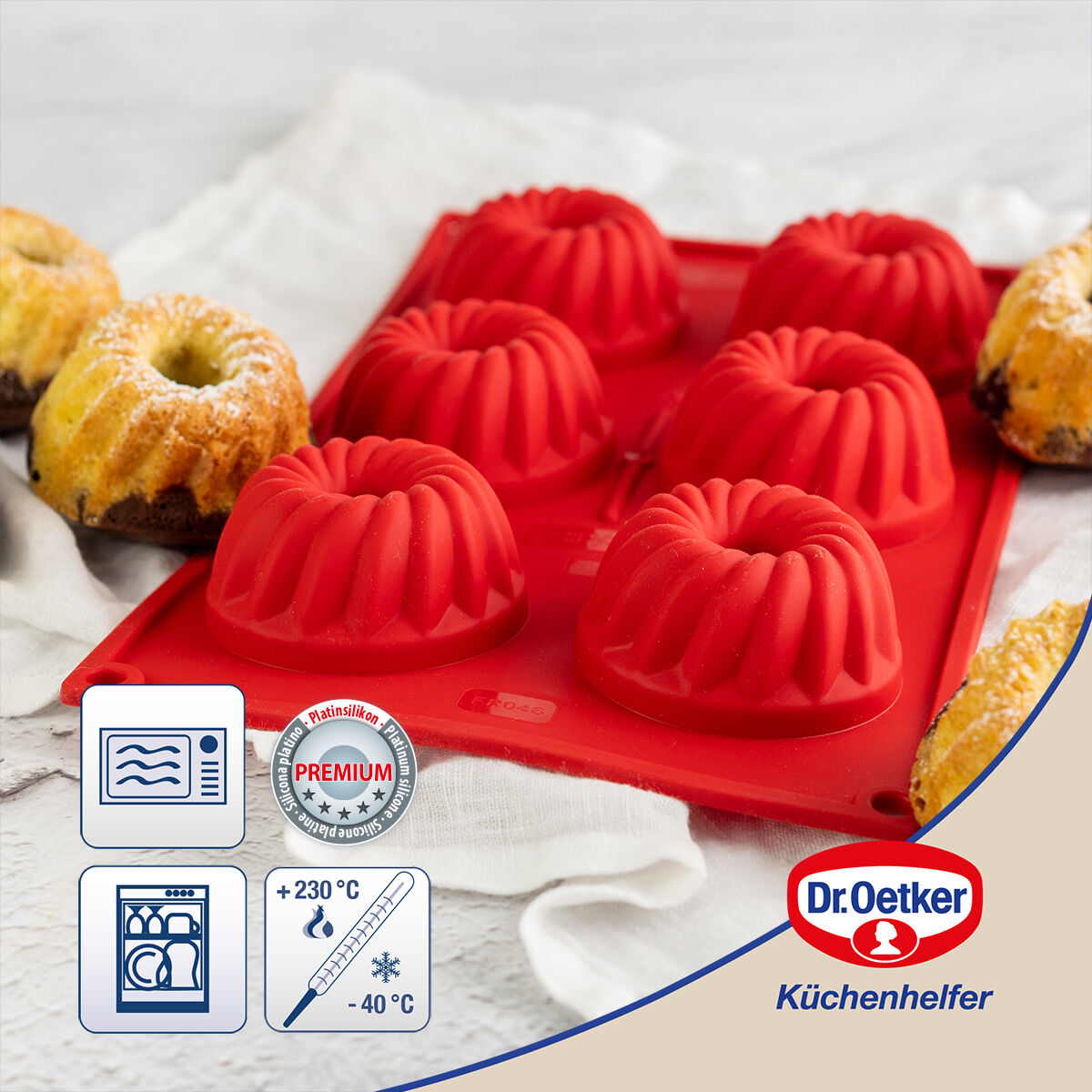 Gugelhupfform Mini Flexxibel Love, 6er, Silikon