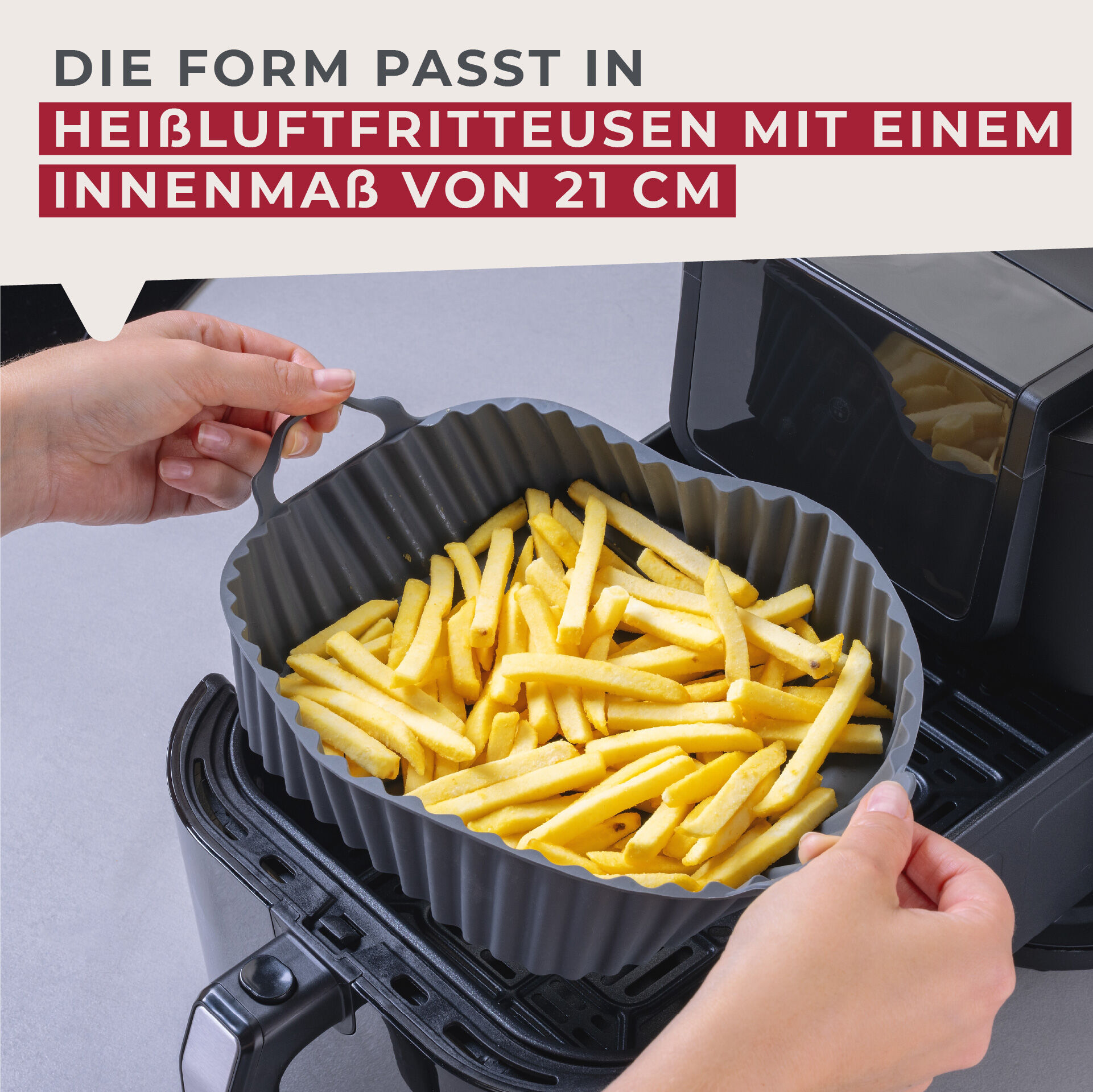 Silikonform für Heißluftfritteuse eckig, 19x19x5cm