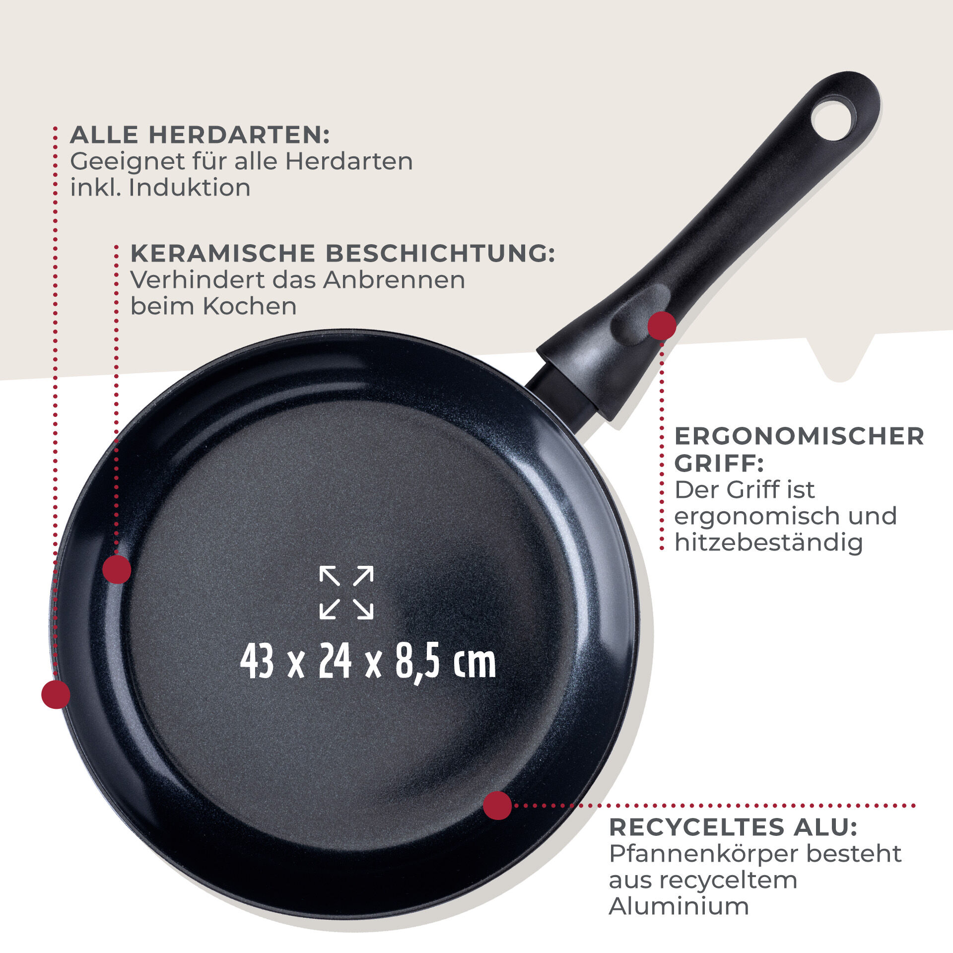 Bratpfanne Arcadalina, Keramik, antihaft, Ø24cm