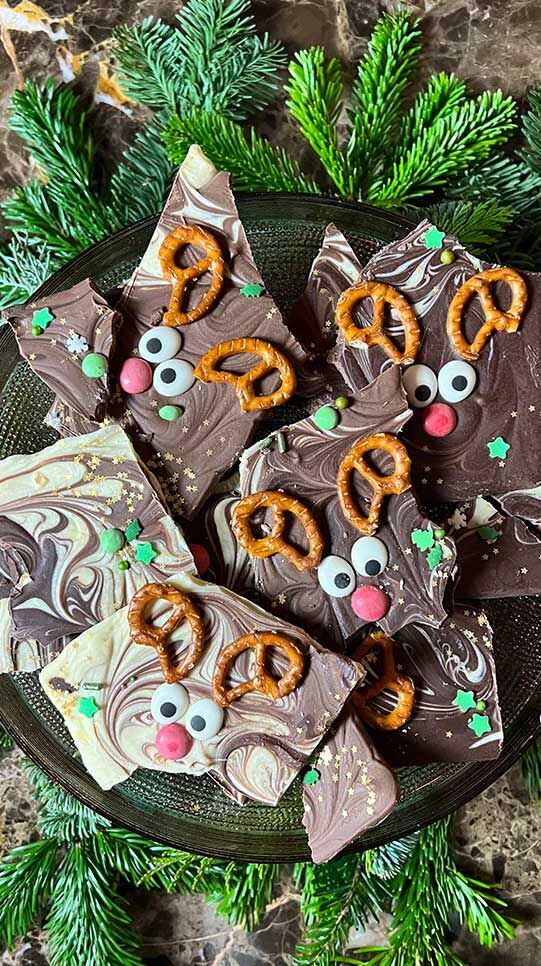 Selbstgemachte Rentier-Bruchschokolade