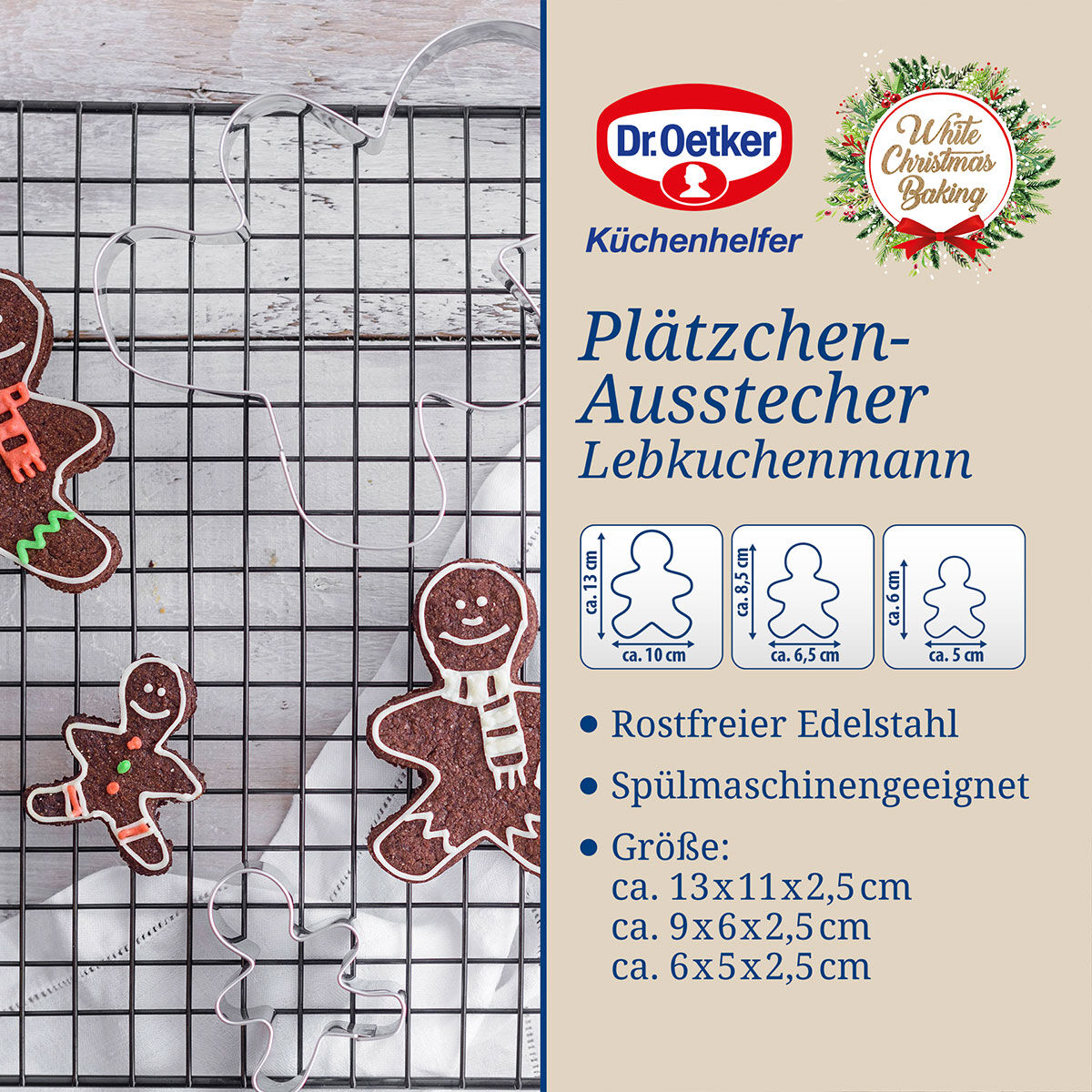 Ausstecher Lebkuchenmann White Christmas Baking, 3-teilig