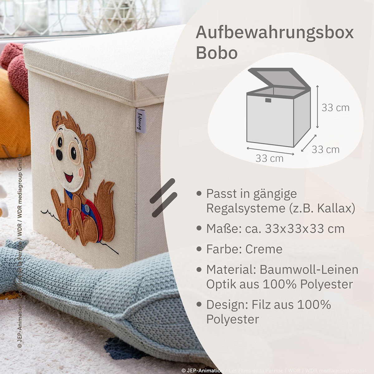 Aufbewahrungsbox mit Deckel Bobo sitzend, 33x33x33cm