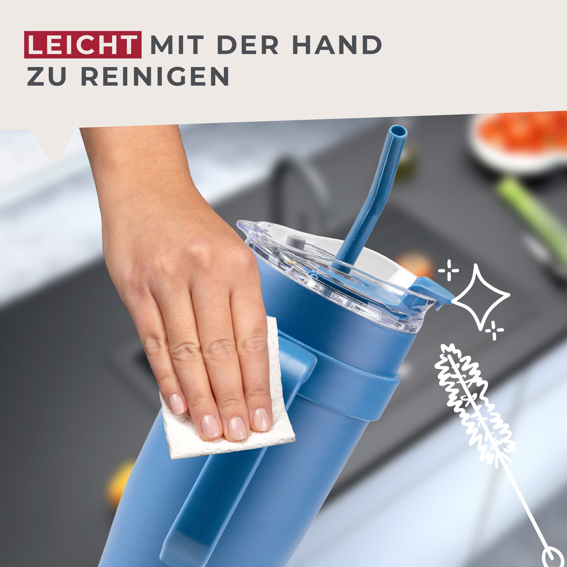 Thermotrinkbecher Blau, 1,2 L