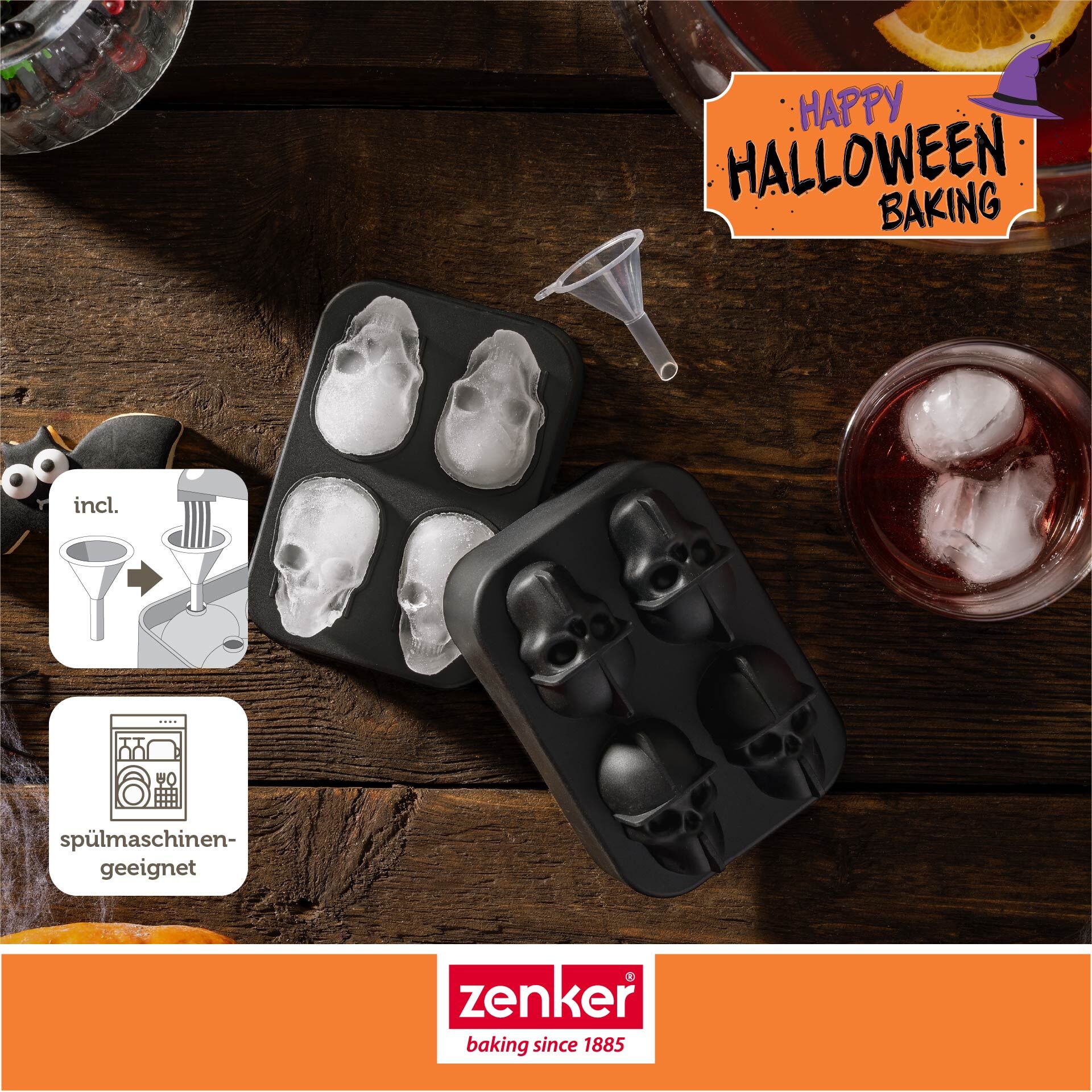 Happy Halloween Baking Eiswürfelformer Totenkopf