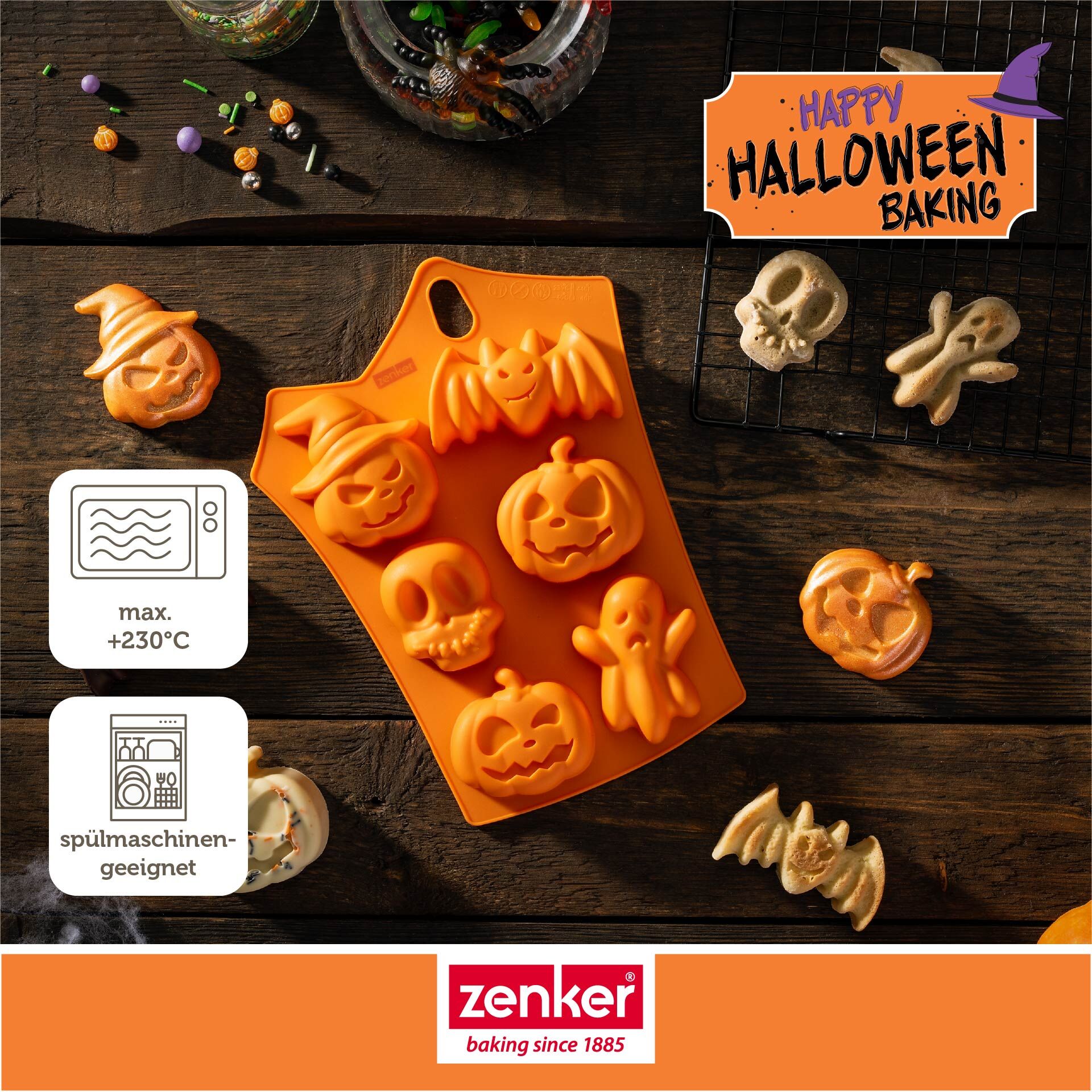 Happy Halloween Baking Minikuchenform/Eiswürfelformer Halloween-Motive