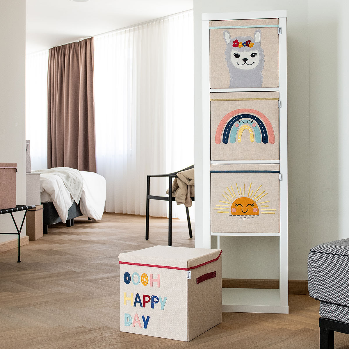 Aufbewahrungsbox mit Deckel Sonne, 33x33x33cm