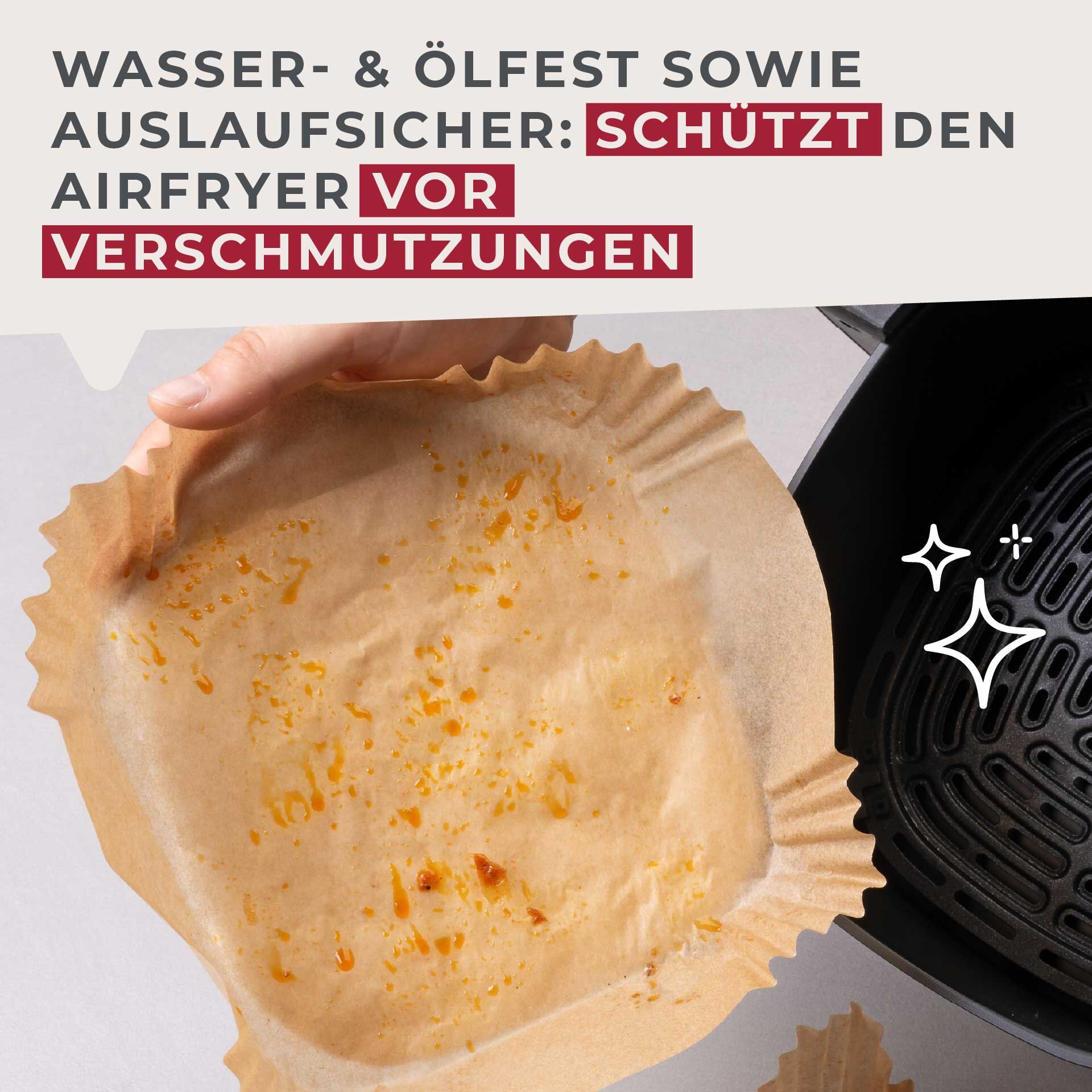 Backpapier für Heißluftfritteuse eckig,16x16x4,5cm, 40 Stk.