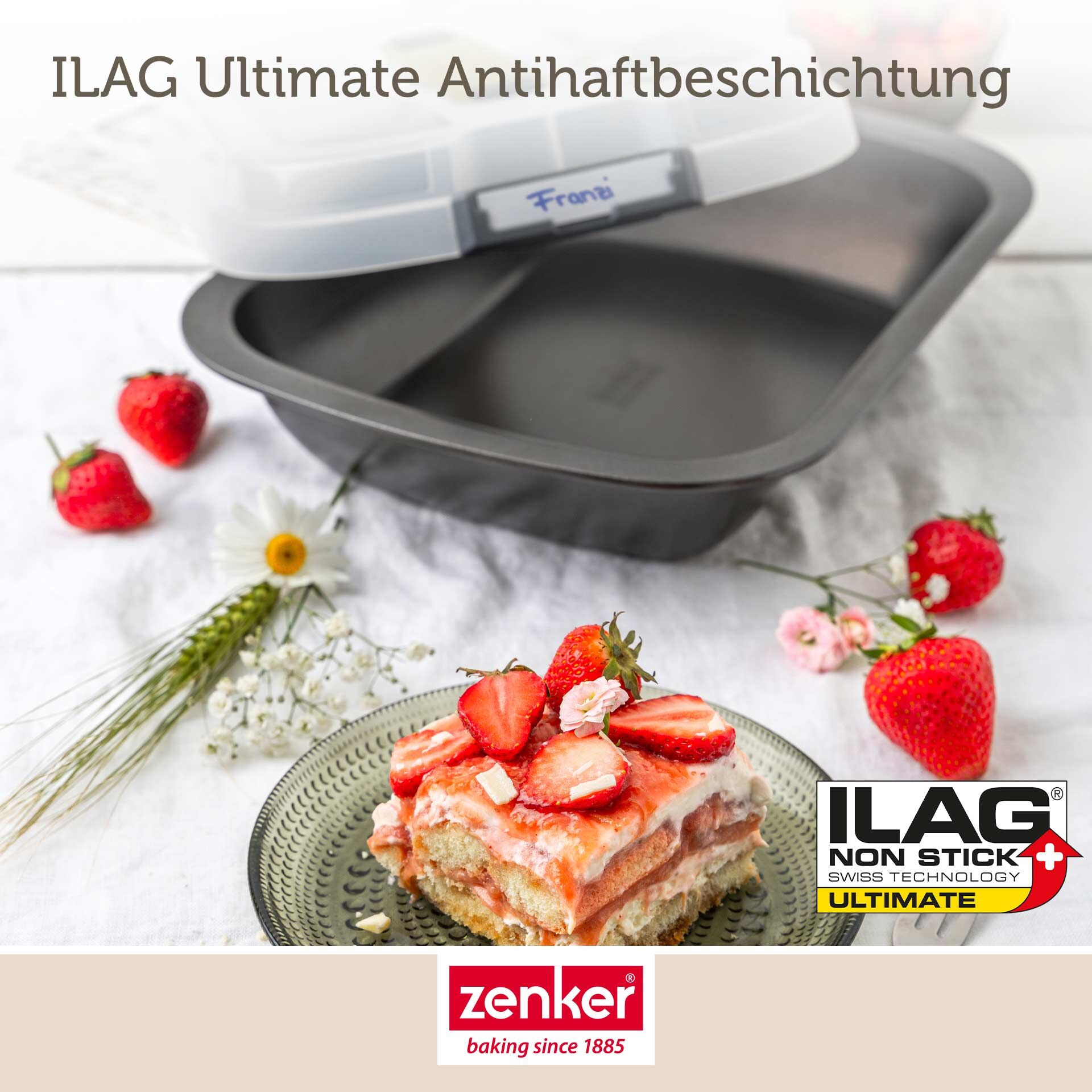 Dessert- & Auflaufform mit Transporthaube, 34x25x6cm