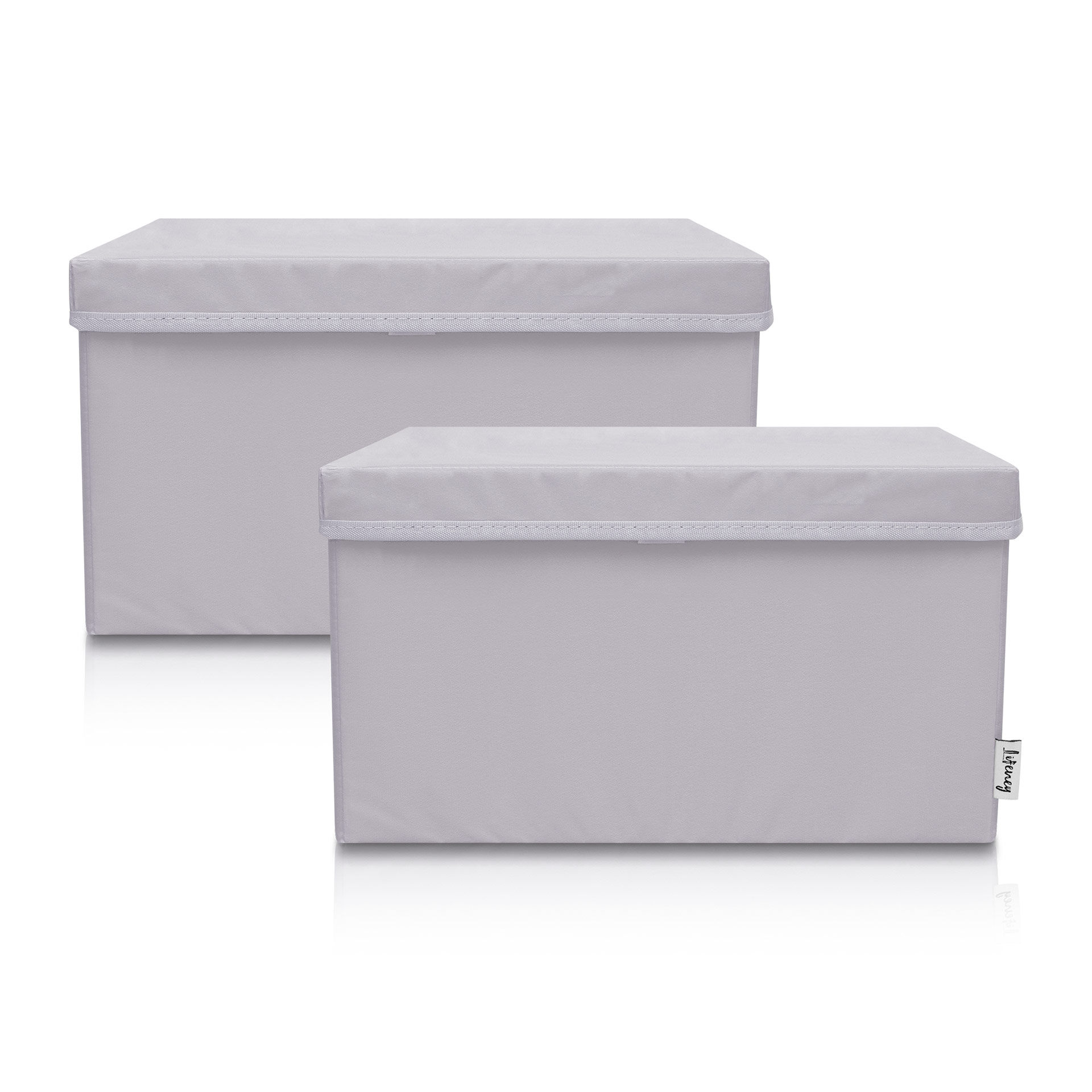 Aufbewahrungsbox 2er-Set mit Deckel, hellgrau, 25x37x21cm