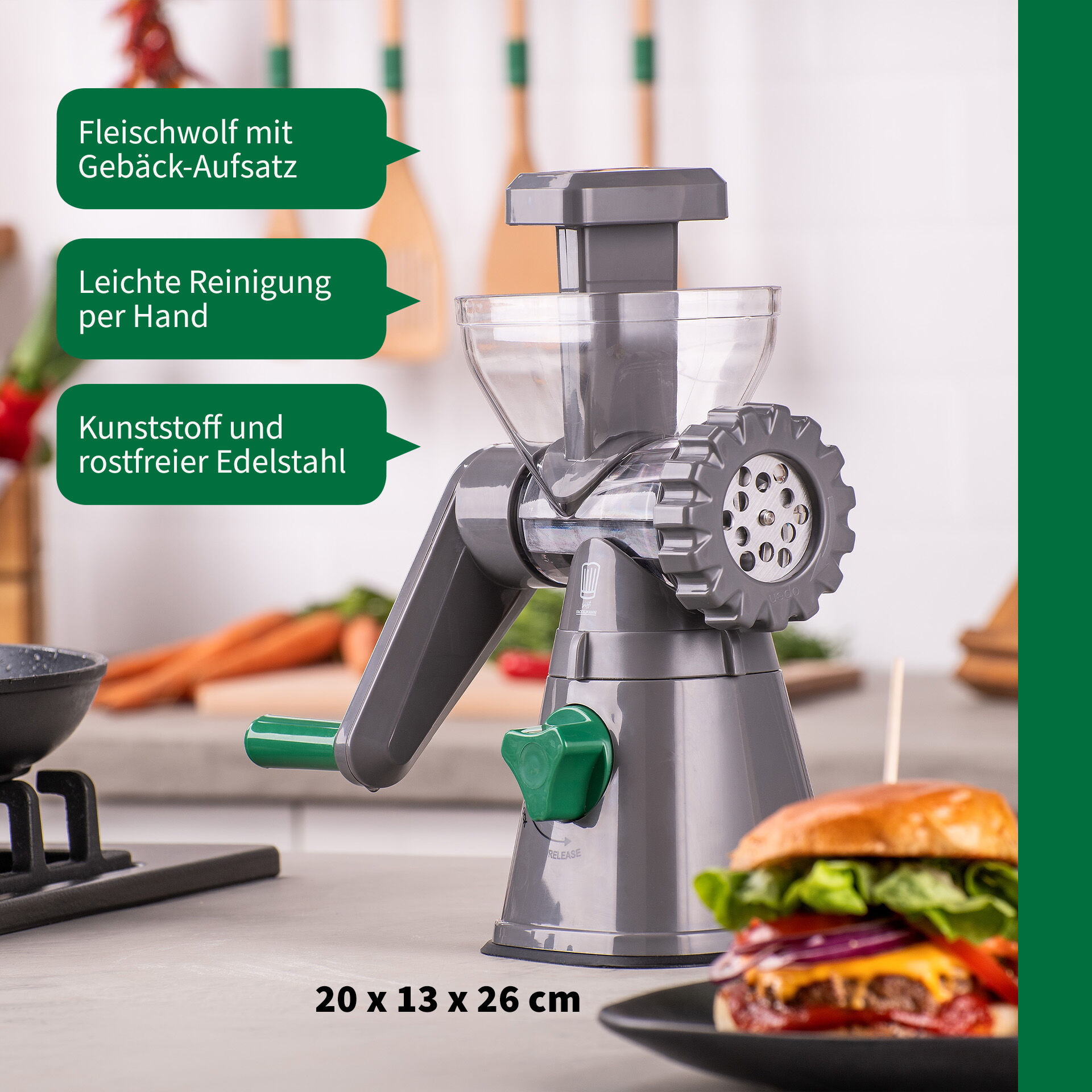 Fleischwolf mit Gebäckaufsatz, 6-teilig