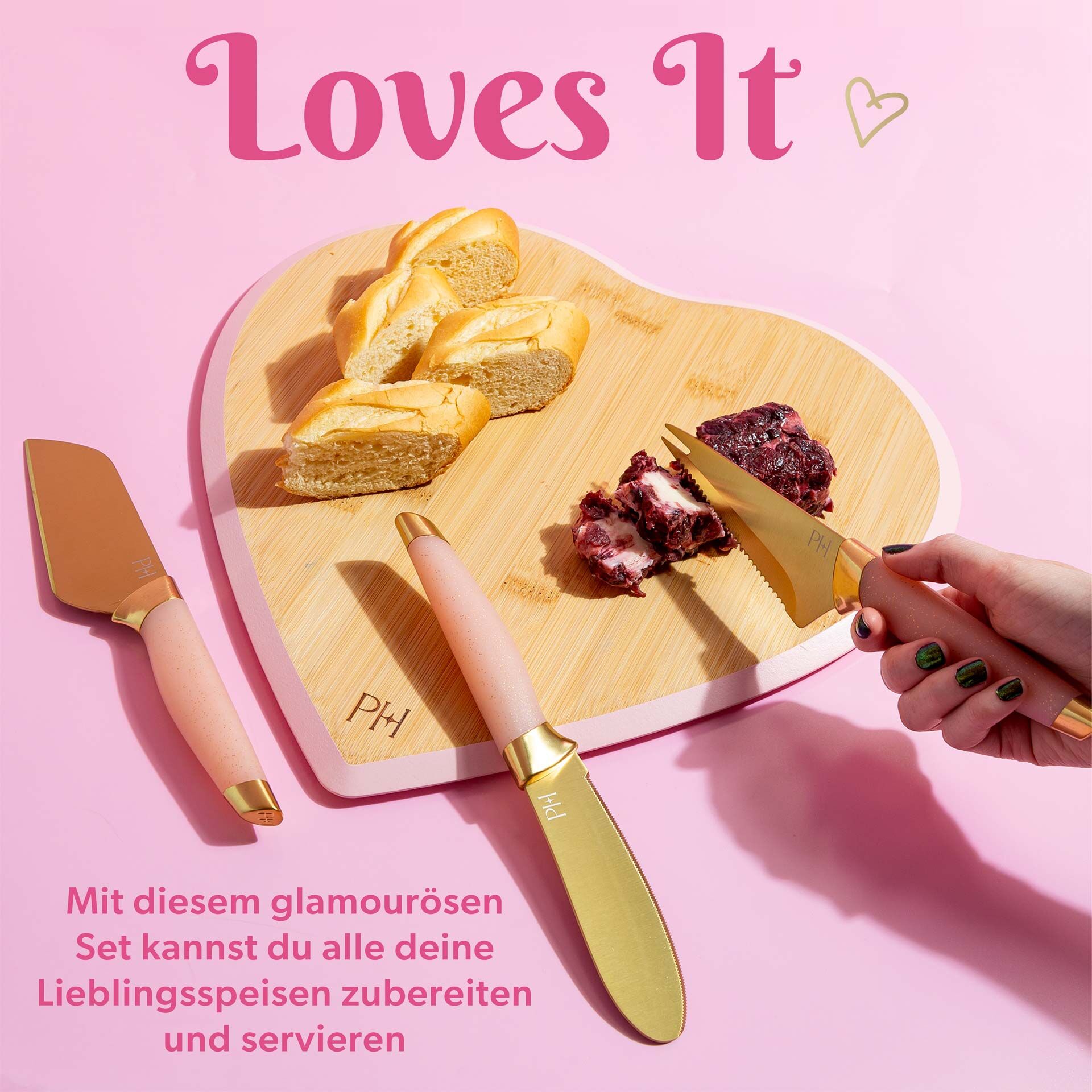 Käsemesser-Set inkl. Schneidebrett, 4-teilig