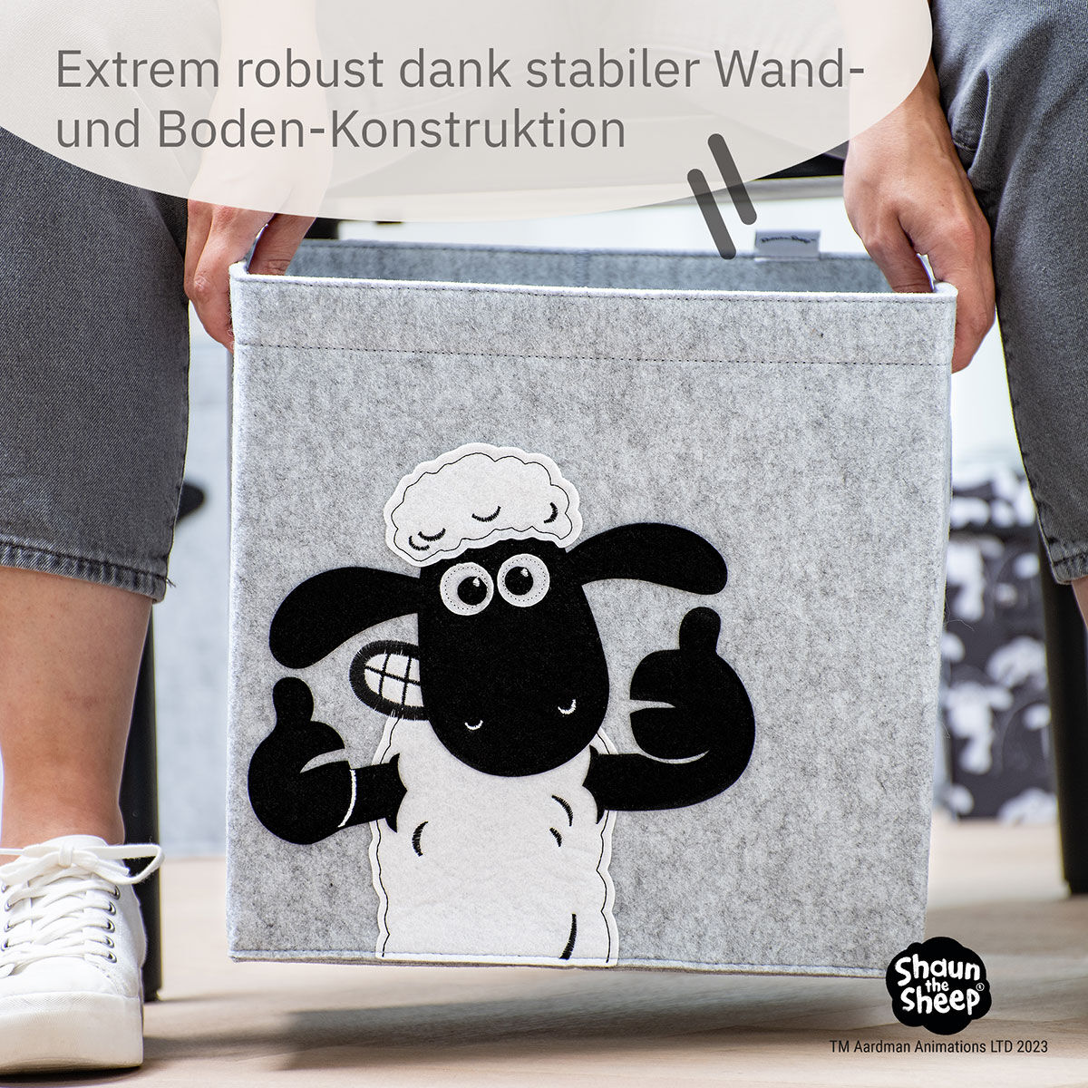 Aufbewahrungsbox Shaun Daumen hoch, Filz, 33x33x33cm