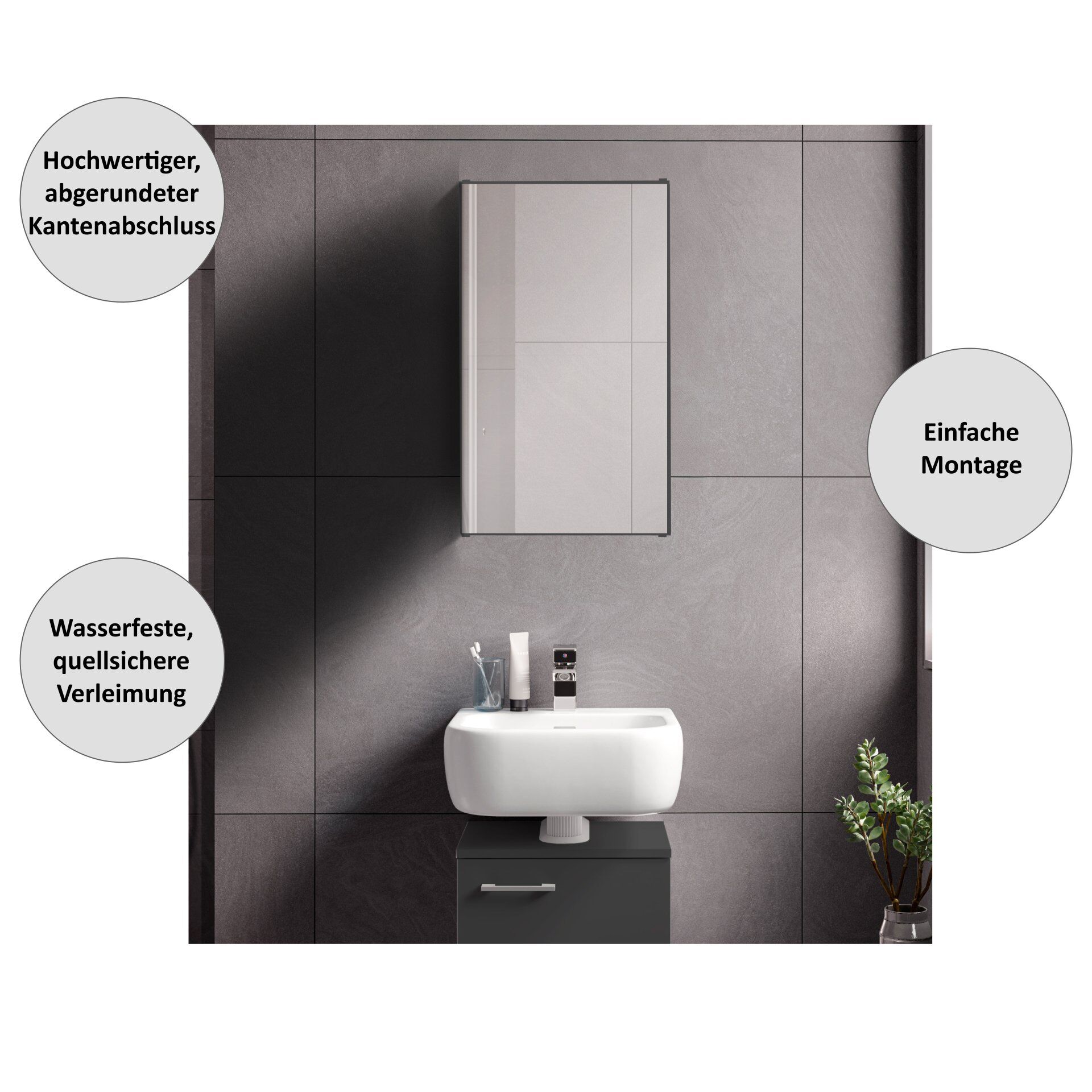 Spiegelschrank Easy, 40cm, Anthrazit