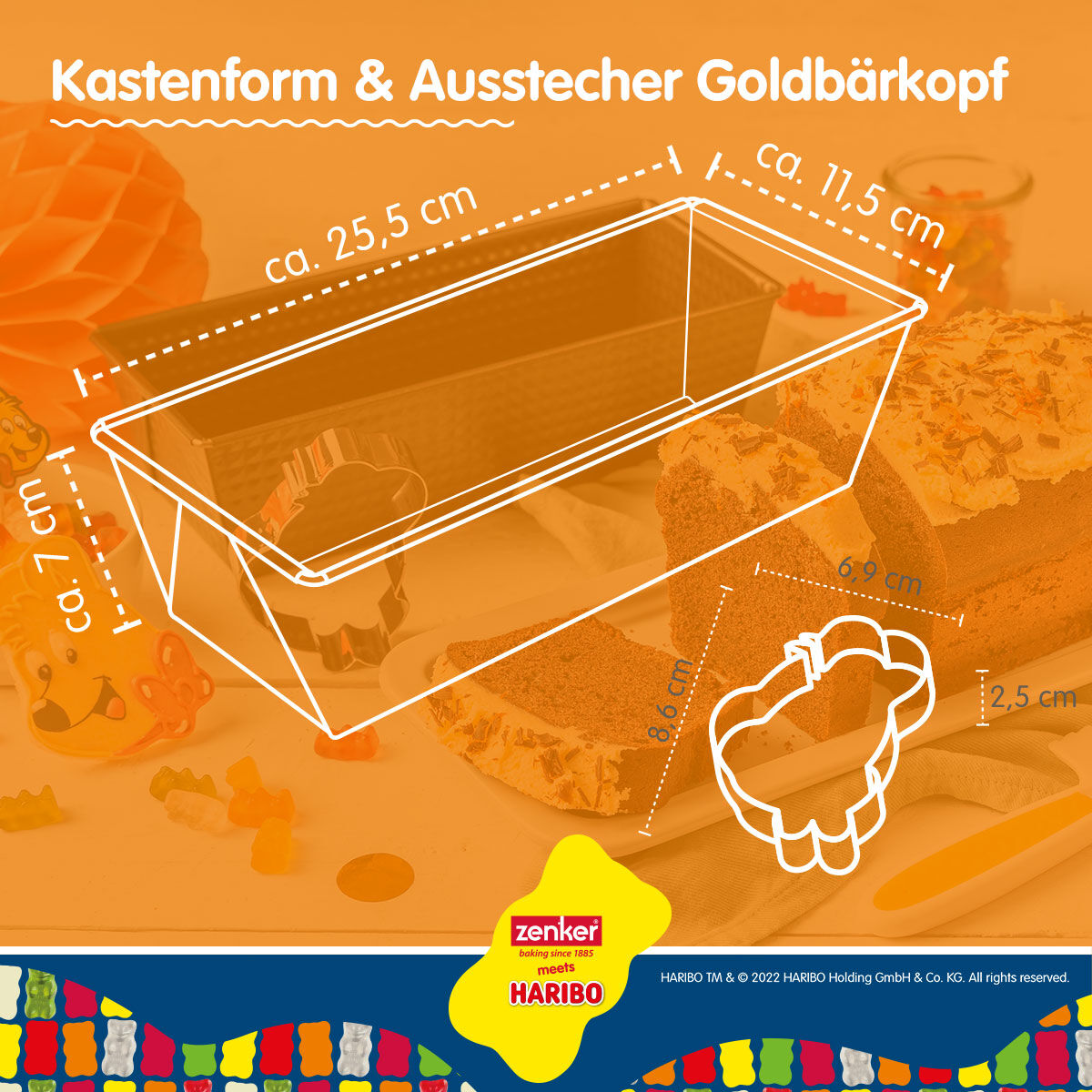 Kastenform inkl. Ausstecher HARIBO Goldbär, 25cm