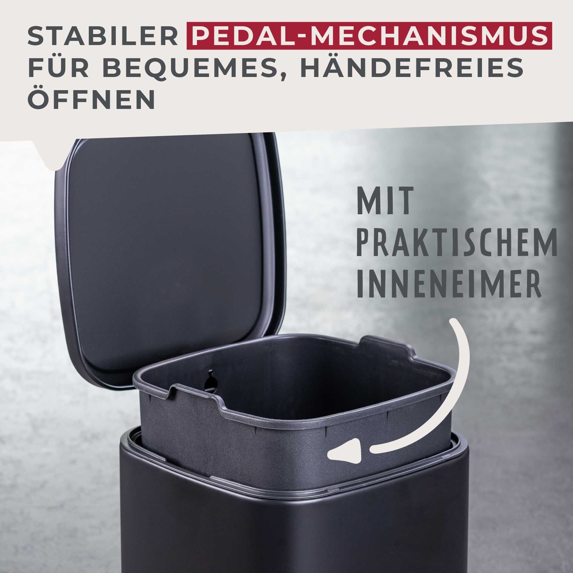 Tretmülleimer London, schwarz, 4L
