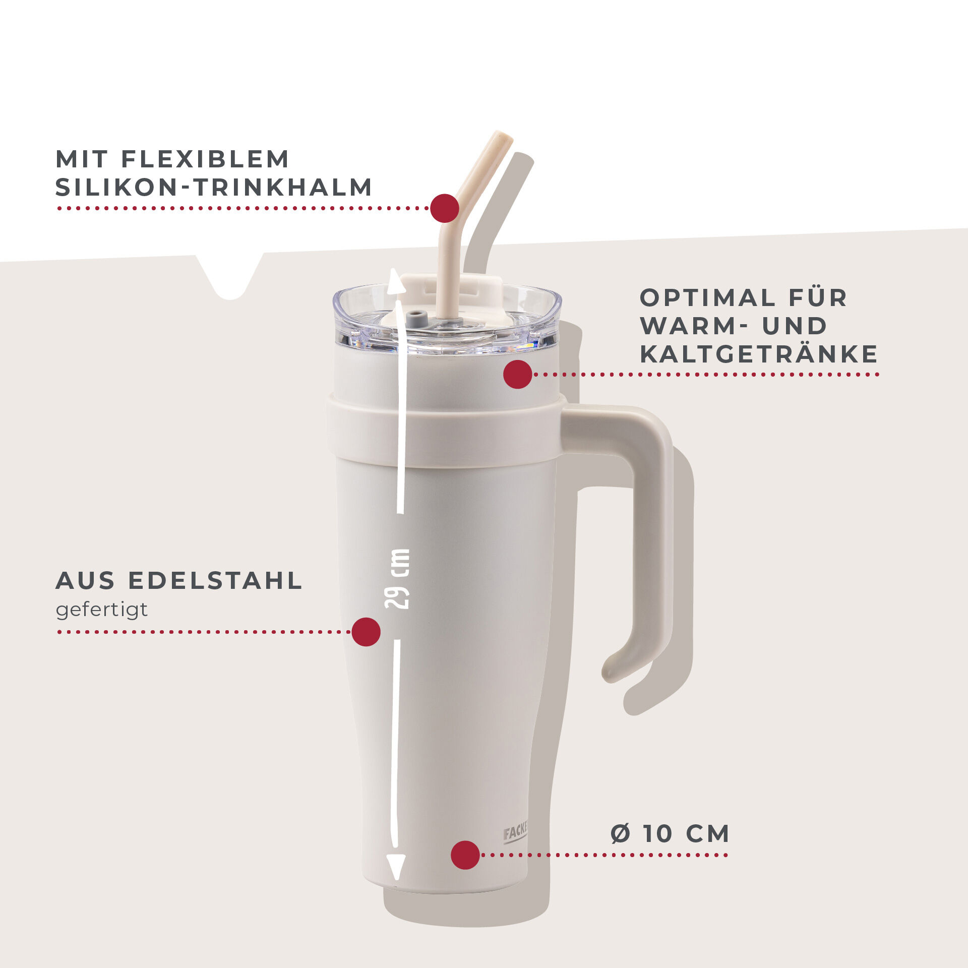 Thermotrinkbecher Beige, 1,2 L