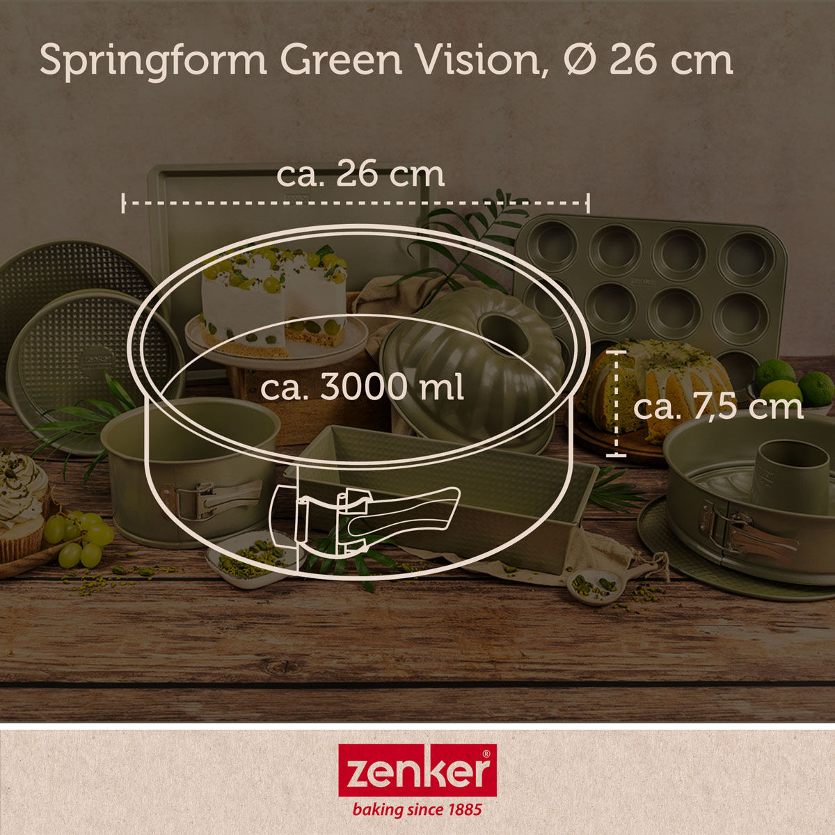 Springform mit Flachboden Green Vision, Ø26cm