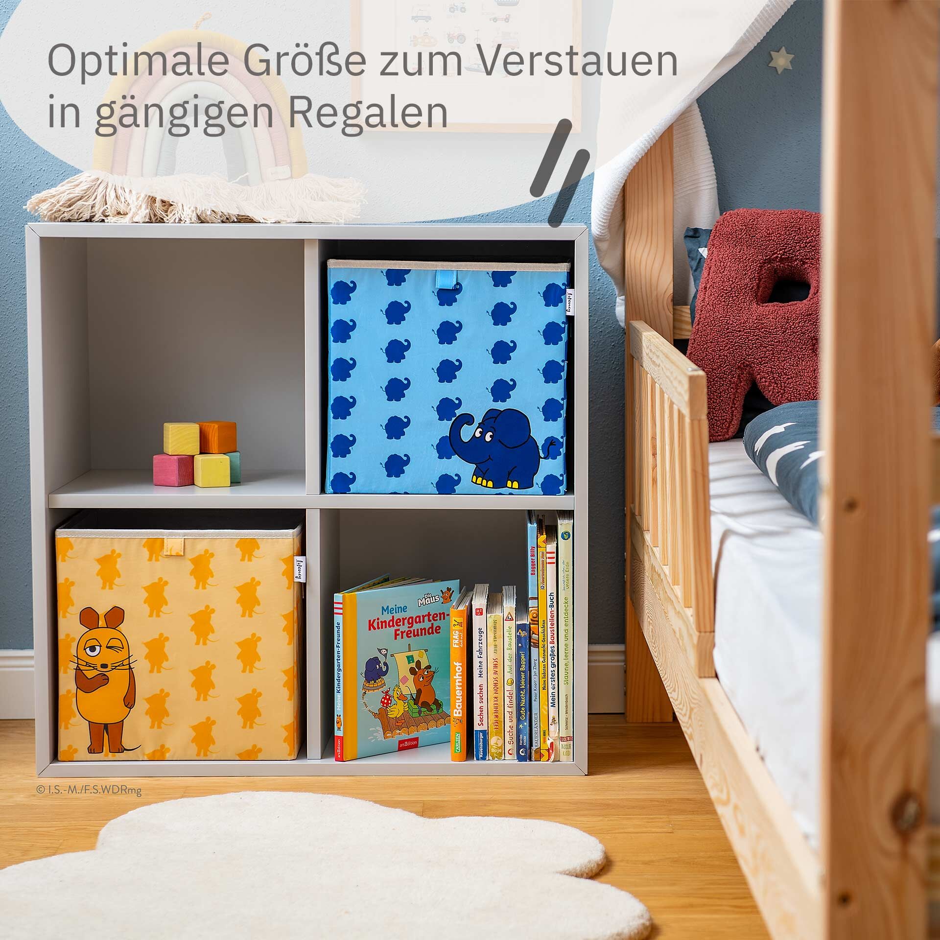 Aufbewahrungsbox DieMaus, apricot, 30x30x30cm