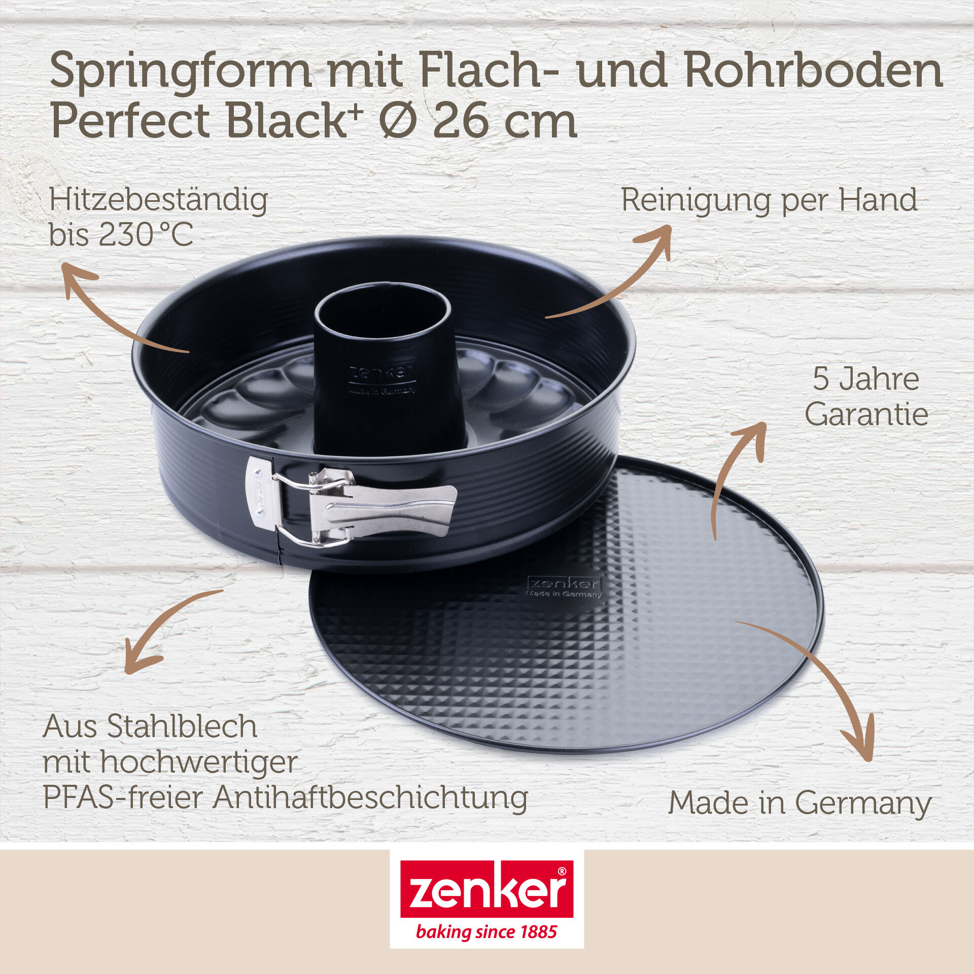 Springform mit Flach- und Rohrboden Perfect Black+, Ø26cm
