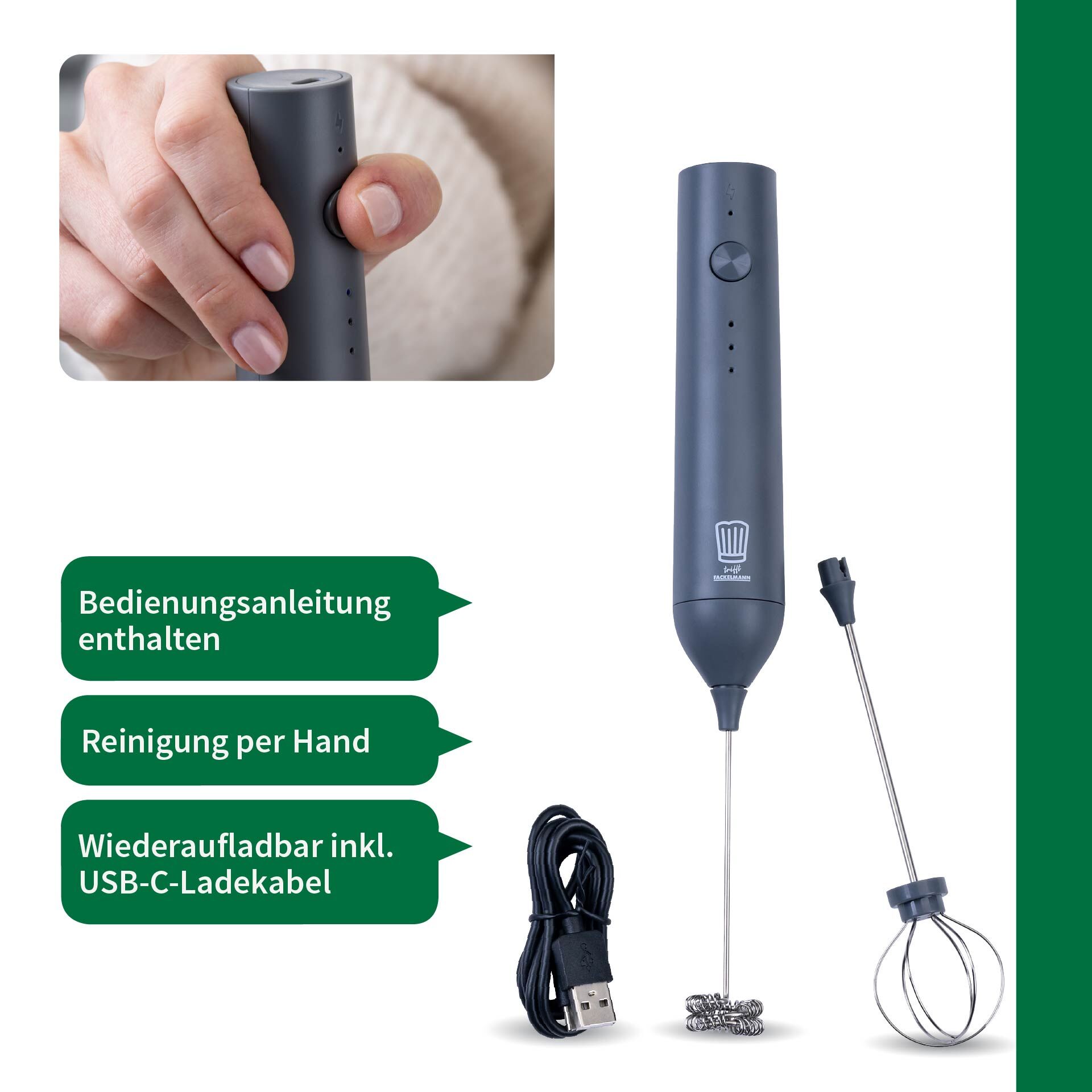 Milchaufschäumer elektrisch, 4-teilig