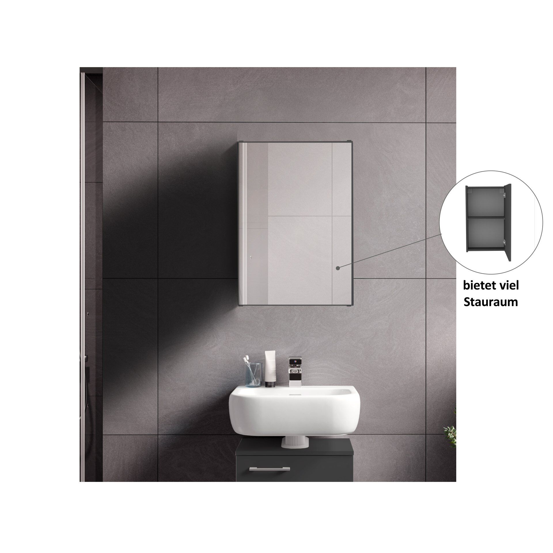 Spiegelschrank Easy, 40cm, Anthrazit
