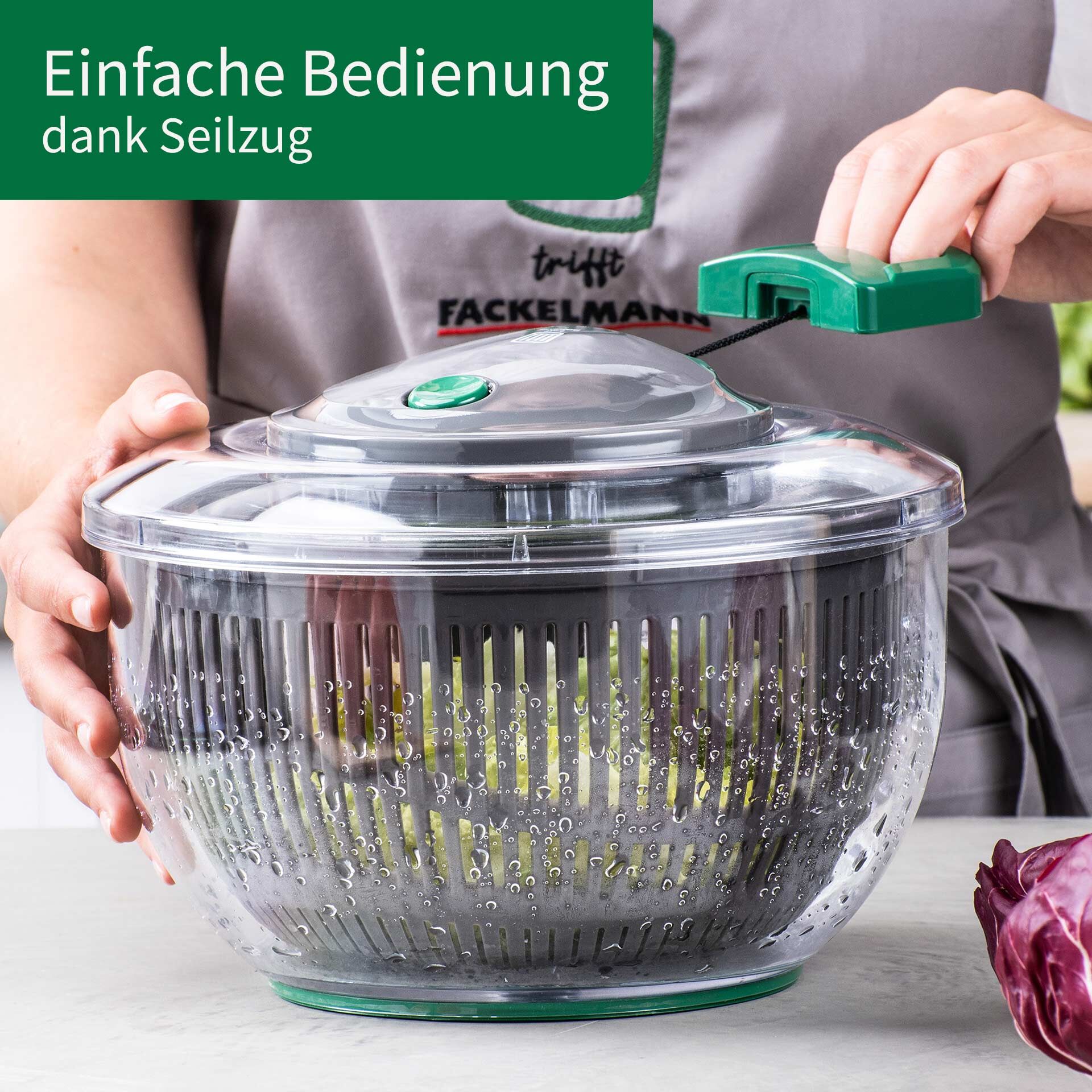 Salatschleuder mit Stopp-Taste