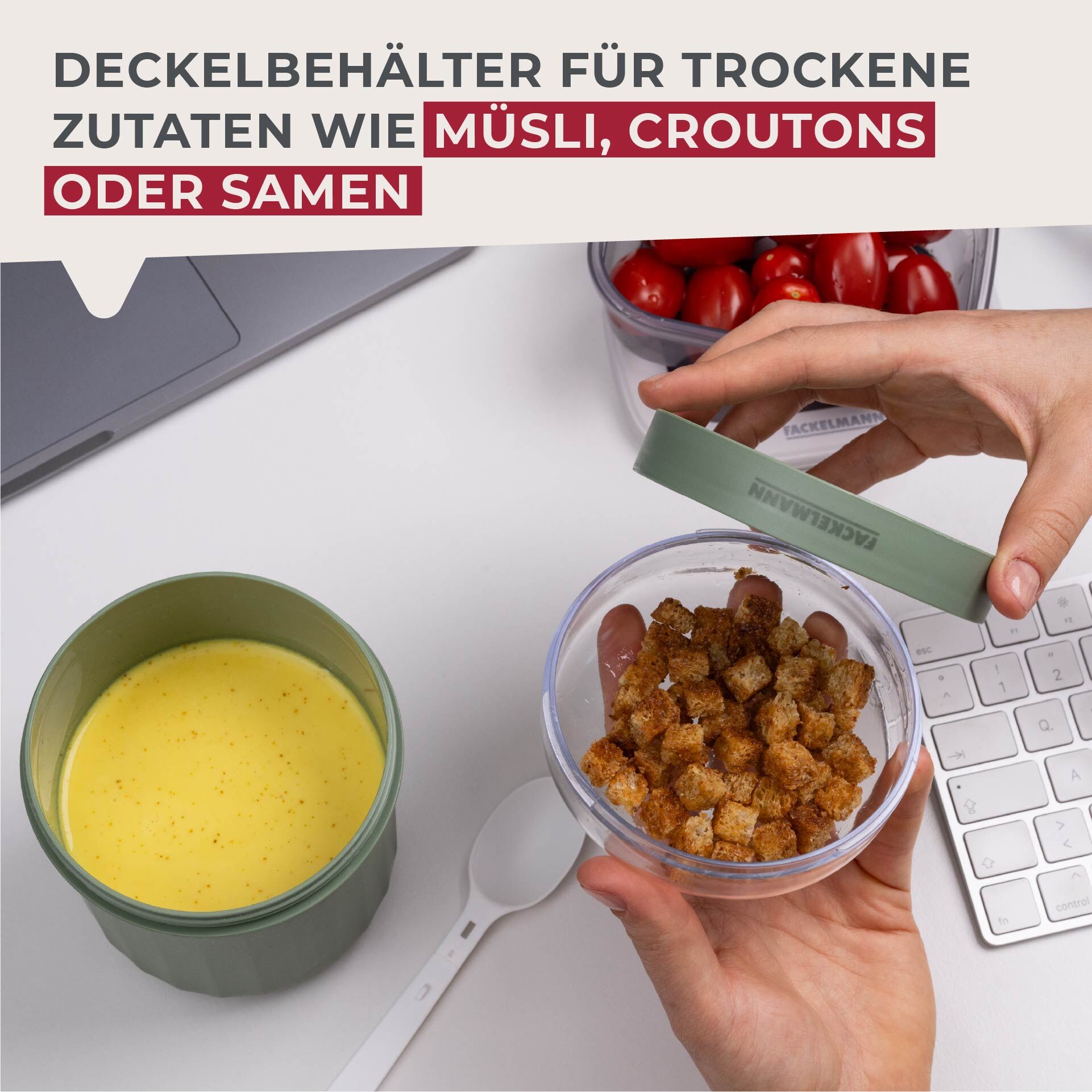 Müsli to go Becher inkl. Löffel, Be The Move, 500ml, grün