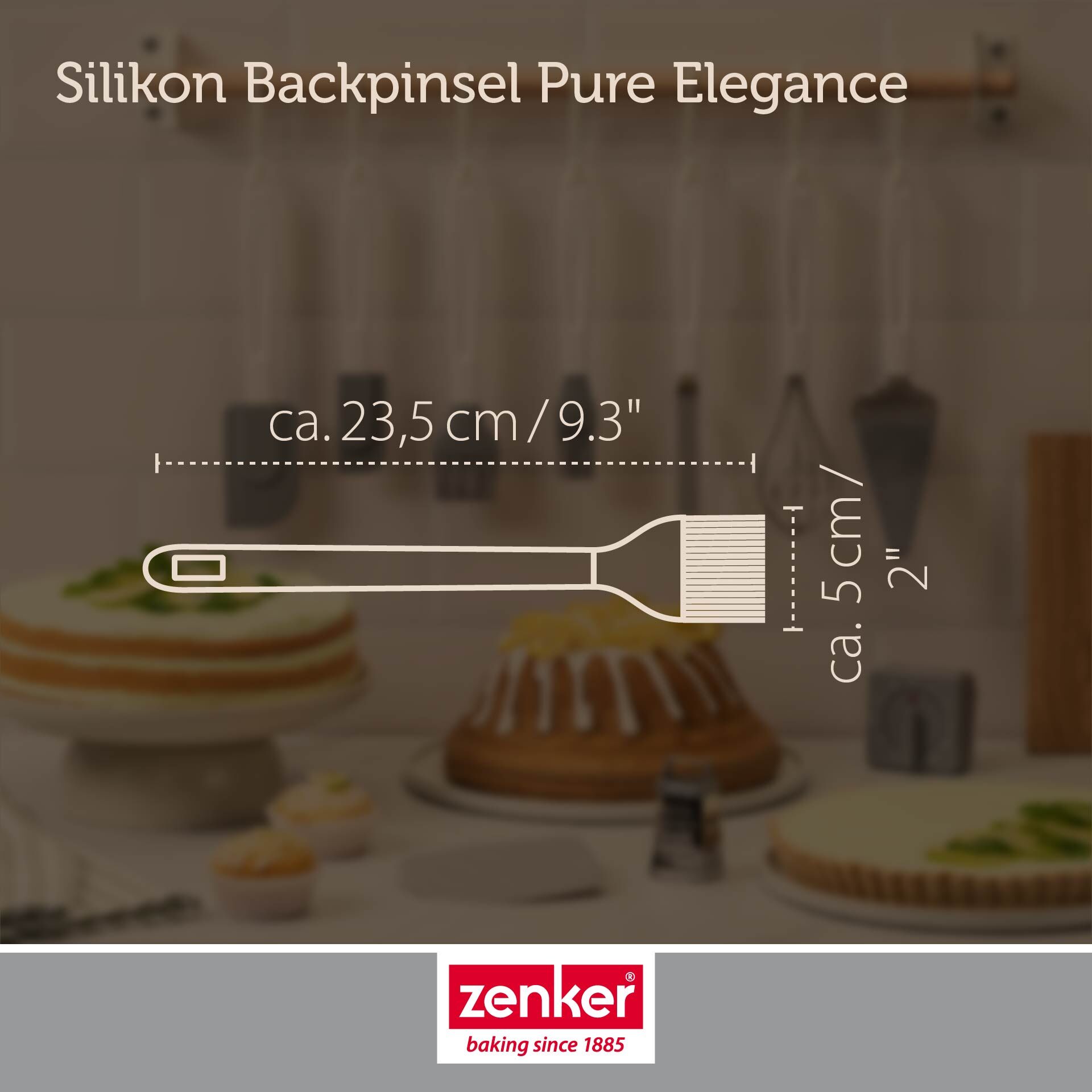 Backpinsel breit Pure Elegance, hellgrau, Silikon