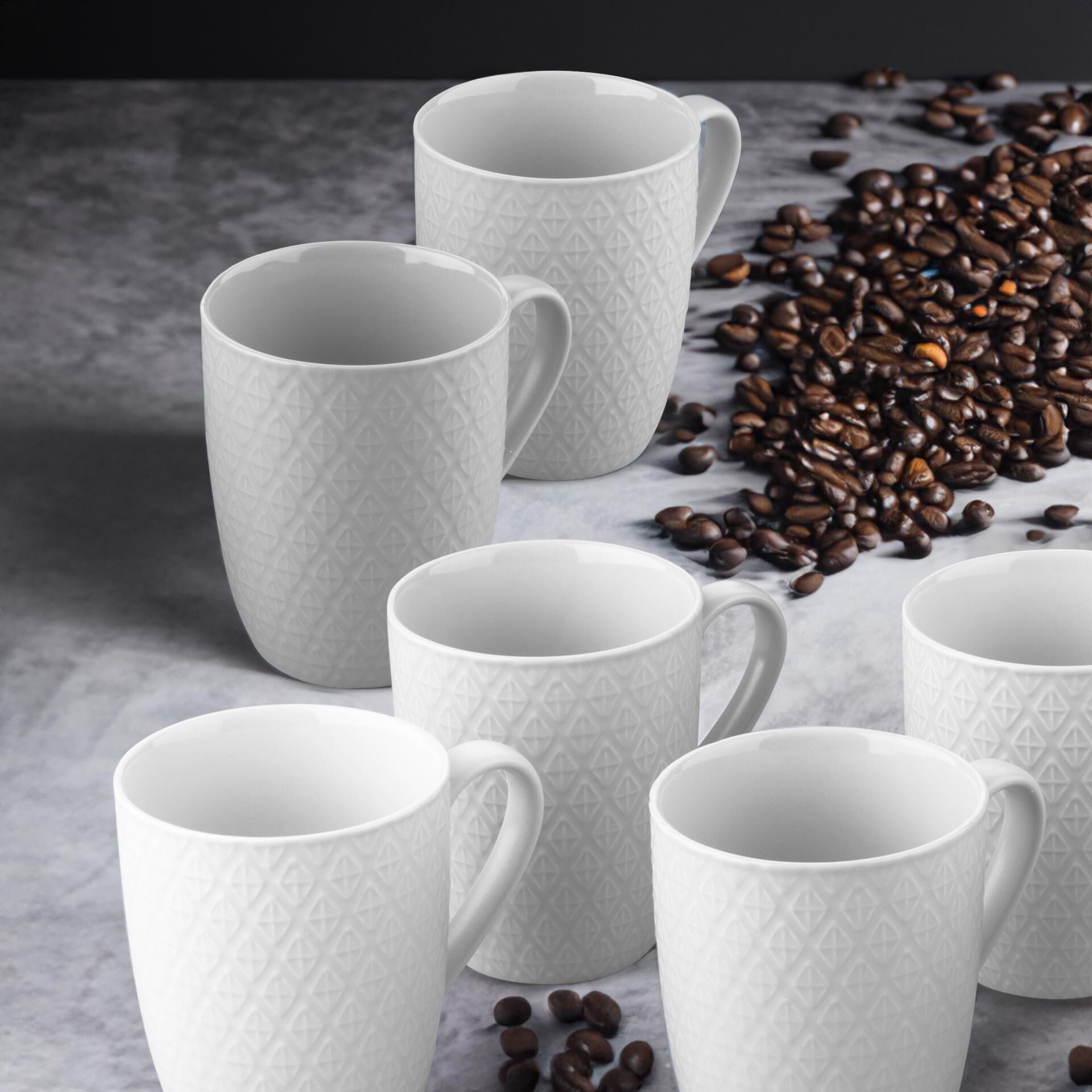 Tassen weiß, 340ml, 6er Set