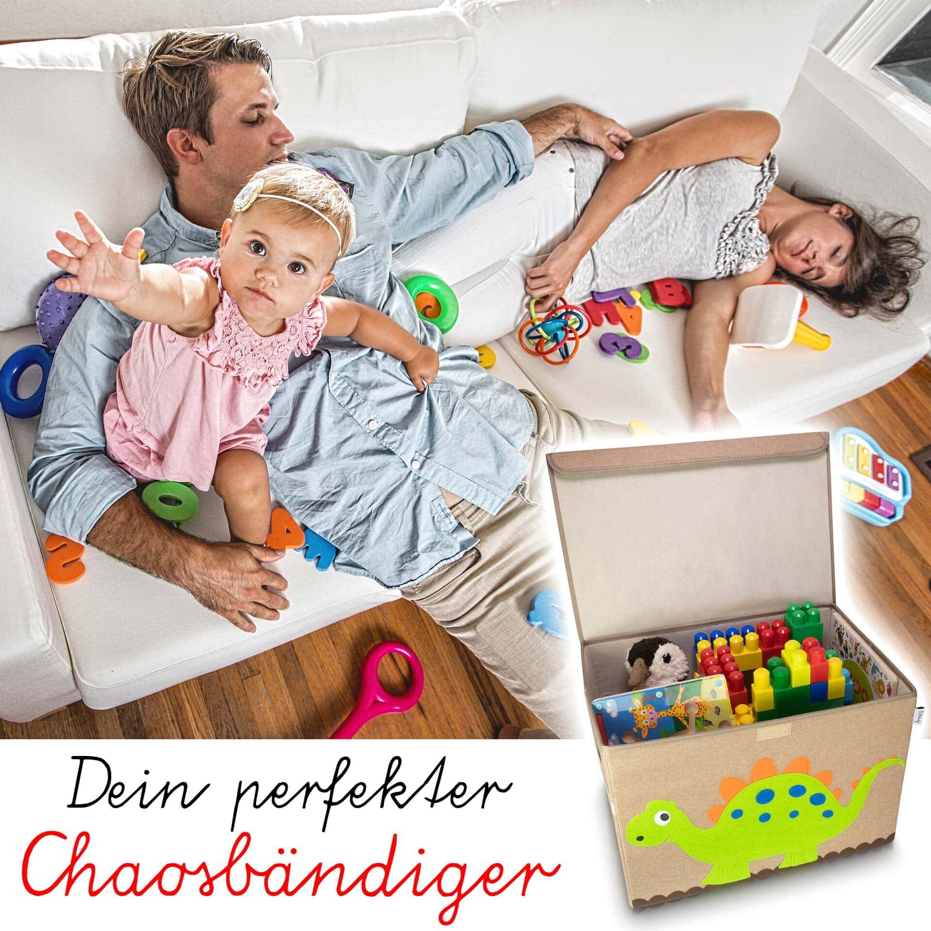 Aufbewahrungsbox mit Deckel, Dino groß, 51x36x36cm