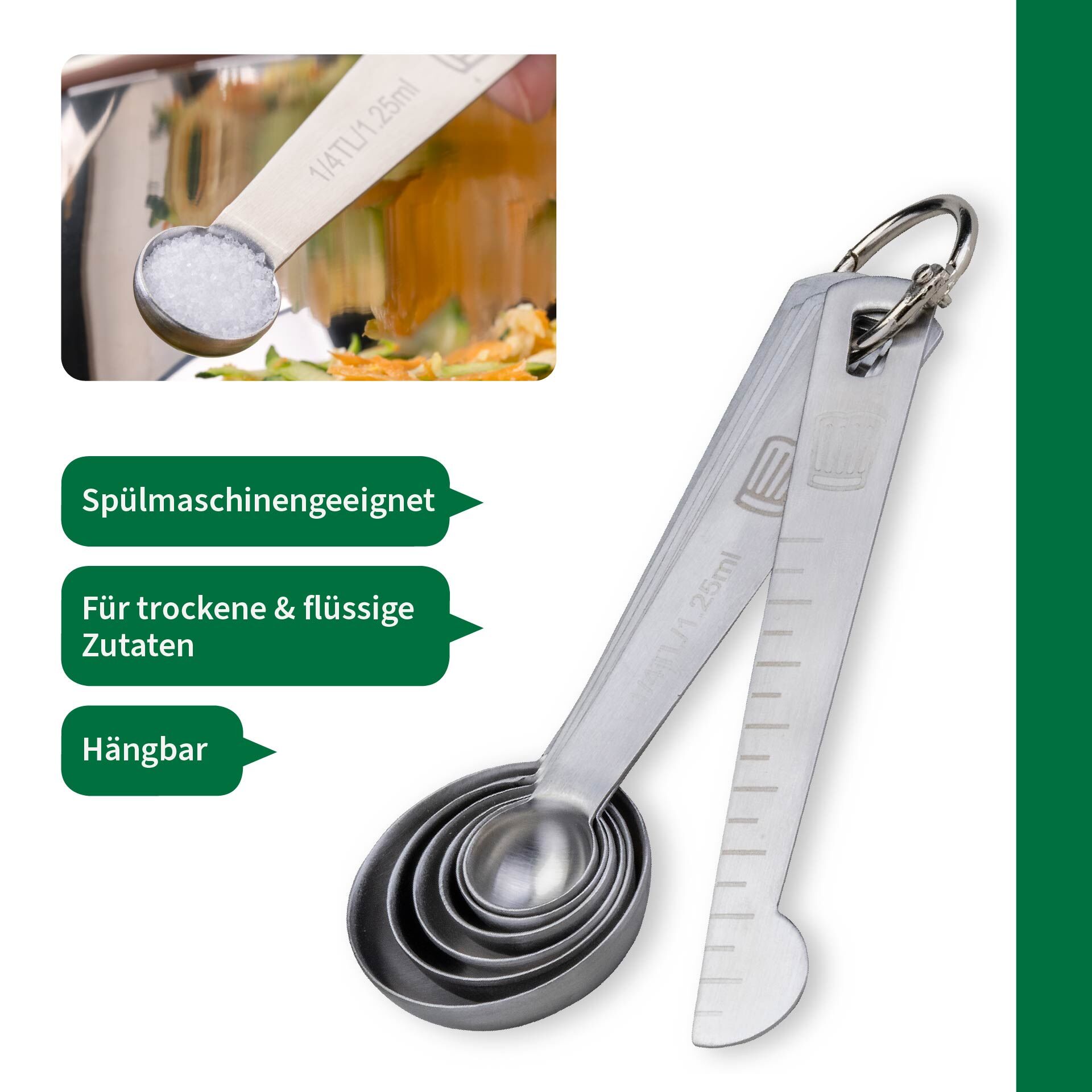 Messlöffelset, Edelstahl, 7-teilig