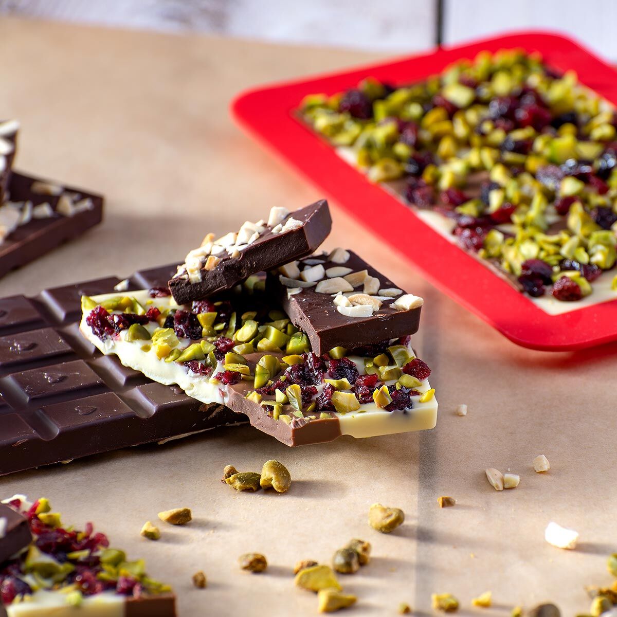 Schokoladenform Süße Tafeln rot, Silikon, 2 Stück