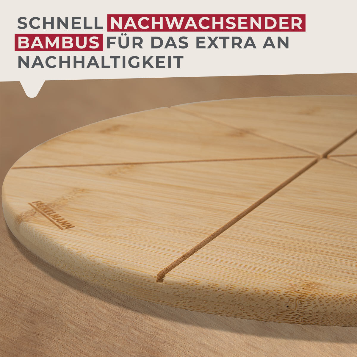 Schneidebrett mit Stückeinteilung, Ø32cm, FAIR