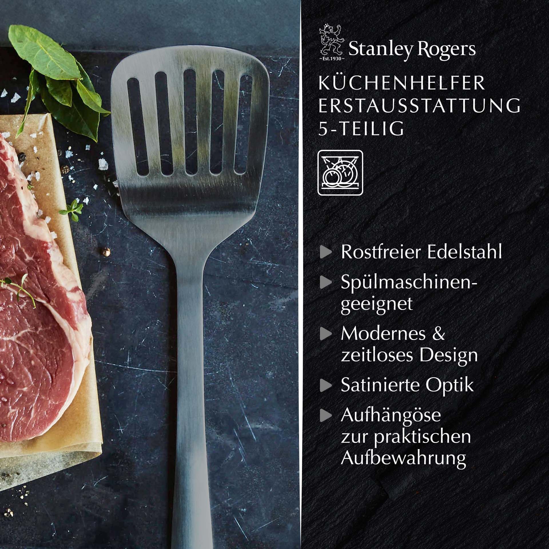 Küchenhelfer-Set Satin, 5-teilig, Schwarz, Edelstahl