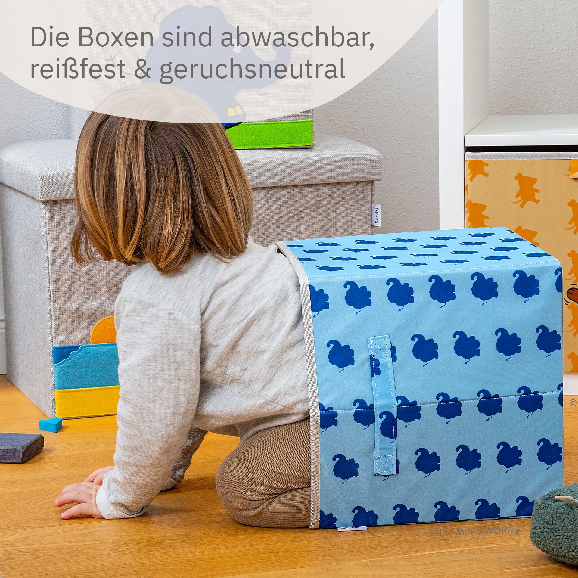 Aufbewahrungsbox 2er-Set DieMaus & Elefant, 30x30x30cm