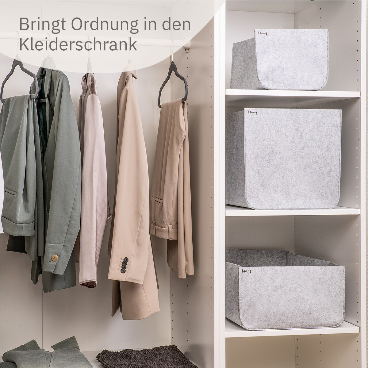 Organize your closet Aufbewahrungsbox, 33x33x33 cm, Filz, grau