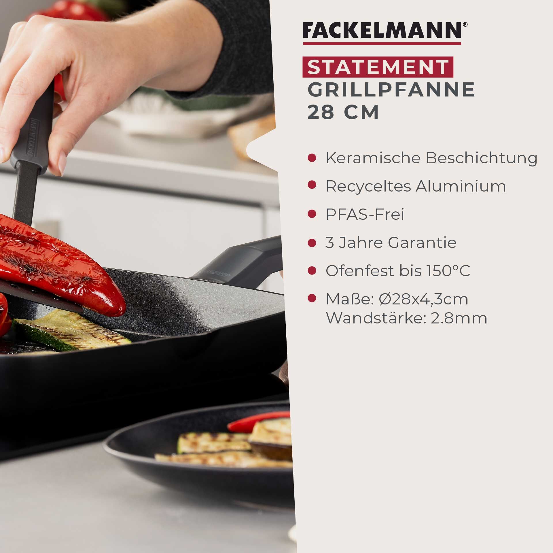 Grillpfanne Statement, Keramik, antihaft, Ø28cm
