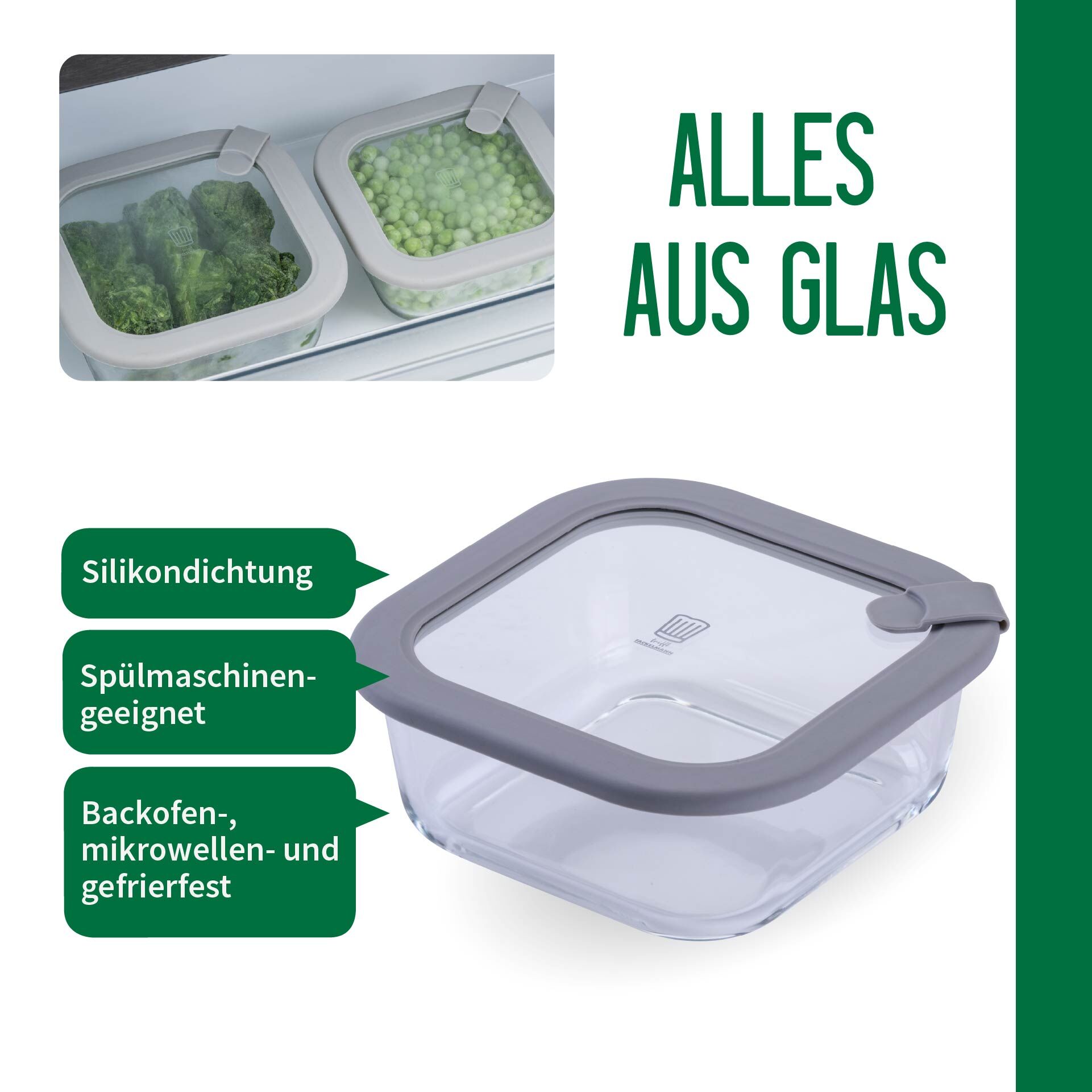 Vorratsdose Glas, eckig, 800ml