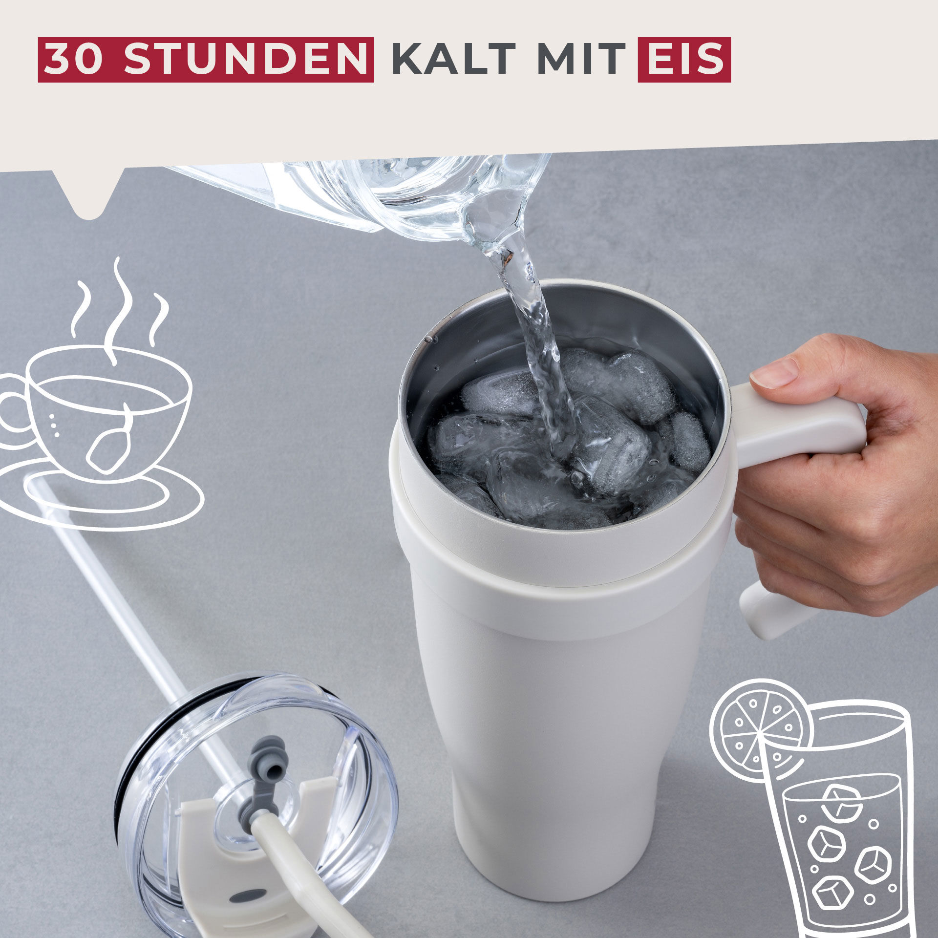 Thermotrinkbecher Beige, 1,2 L