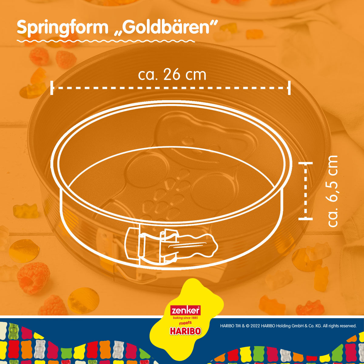 Springform mit Motivboden HARIBO Goldbär, Ø26cm