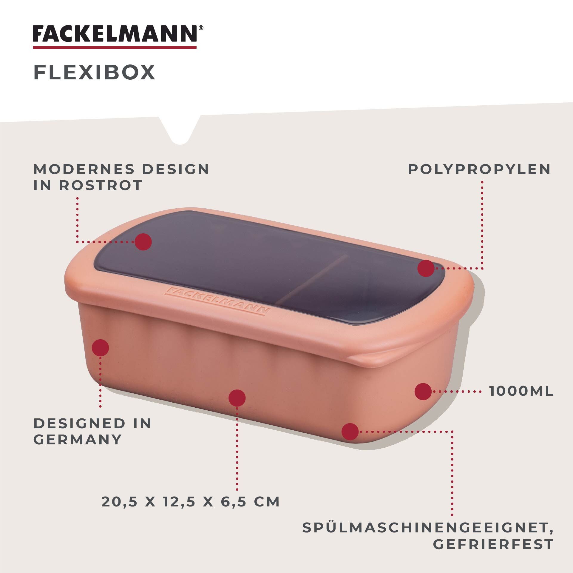 Flexibox Be The Move, rostrot, 1000ml, 3-tlg.