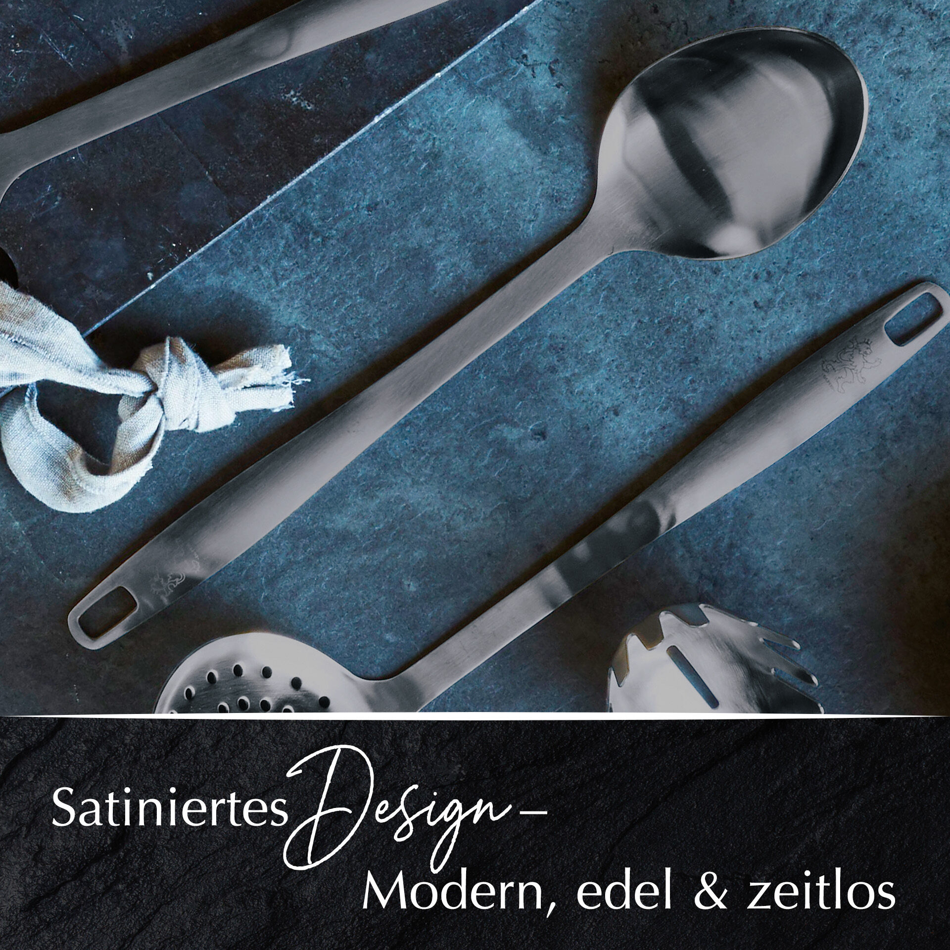 Servierlöffel Satin, schwarz, Edelstahl