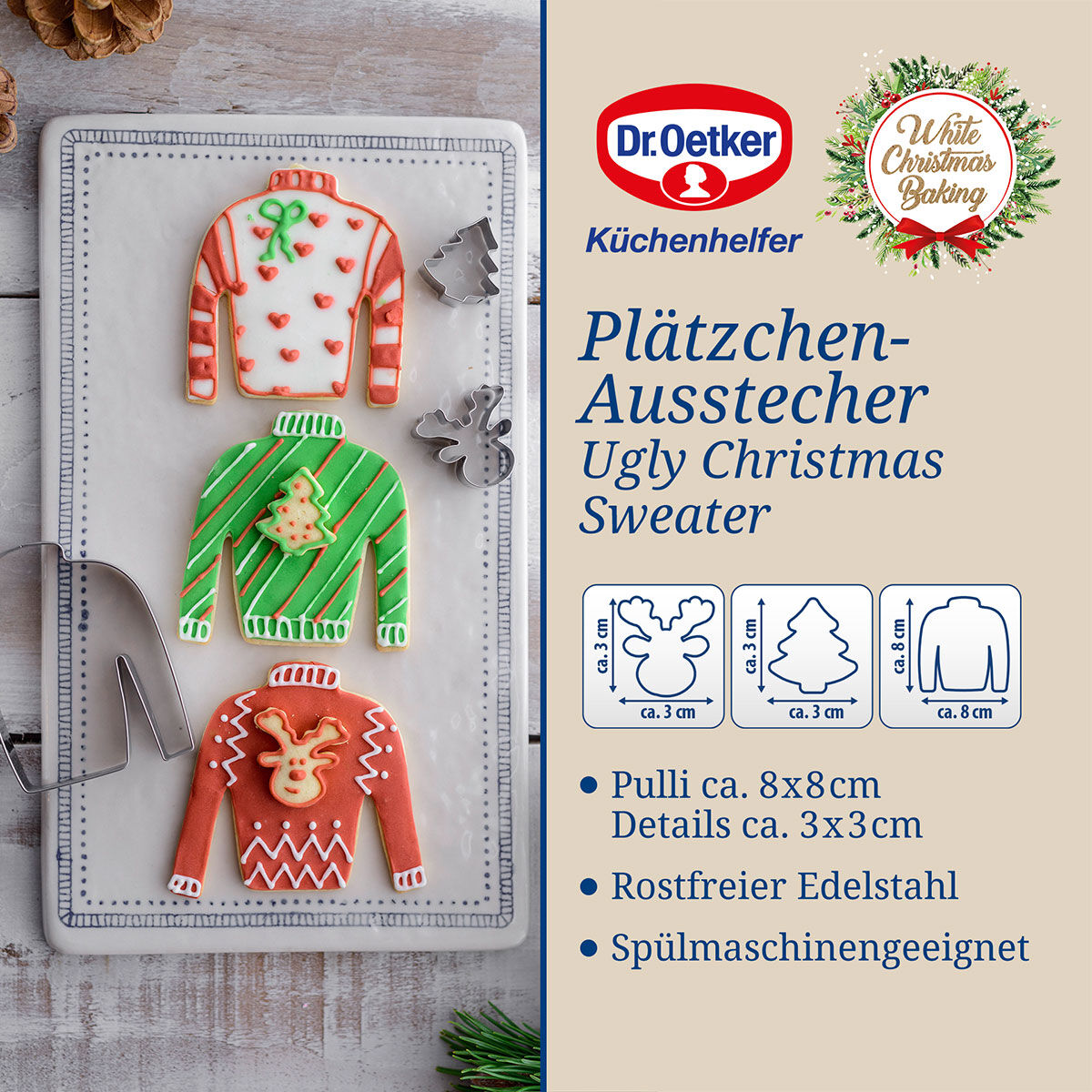 Ausstecher Ugly Christmas Sweater, 3-teilig