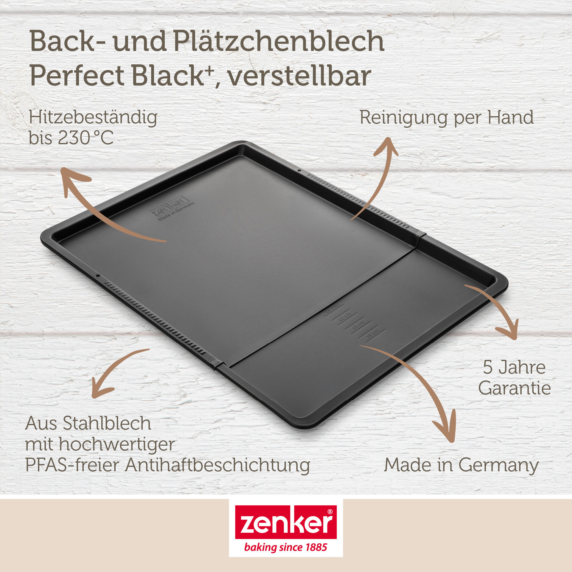 Backblech ausziehbar Perfect Black+, 37-52cm