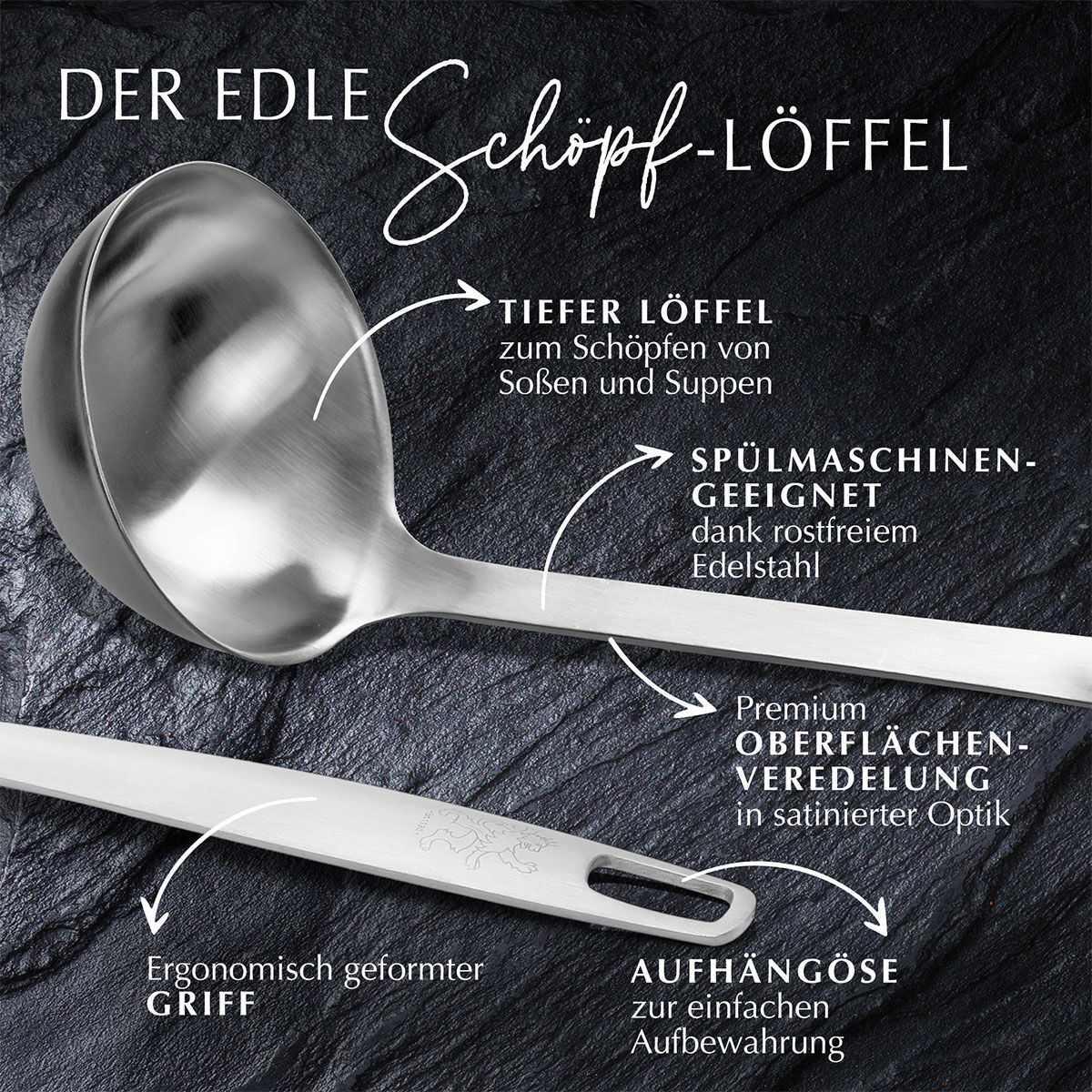 Schöpflöffel Satin, 32cm, Edelstahl