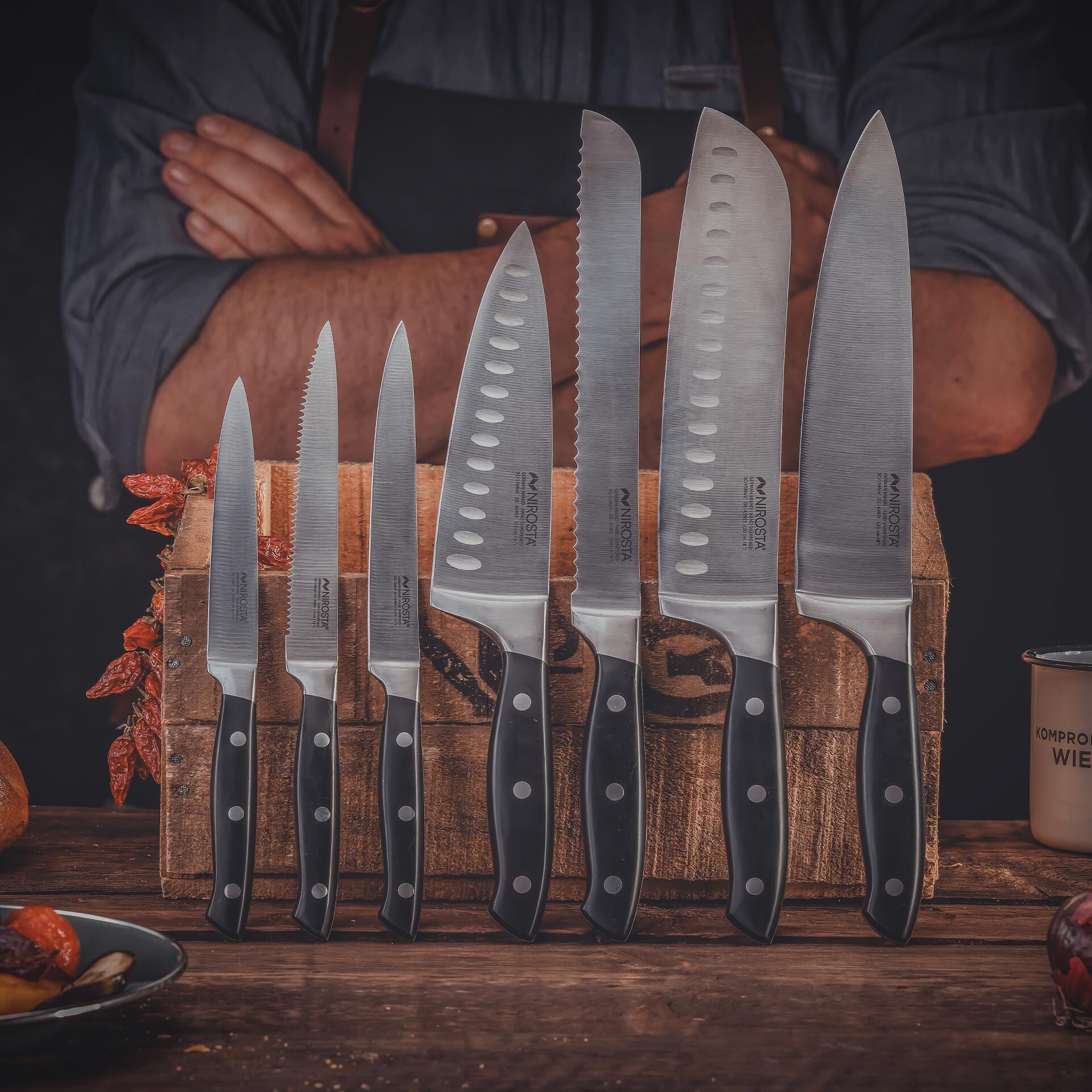 Küchenmesser gezahnt Trinity, 14cm Edelstahl-Klinge